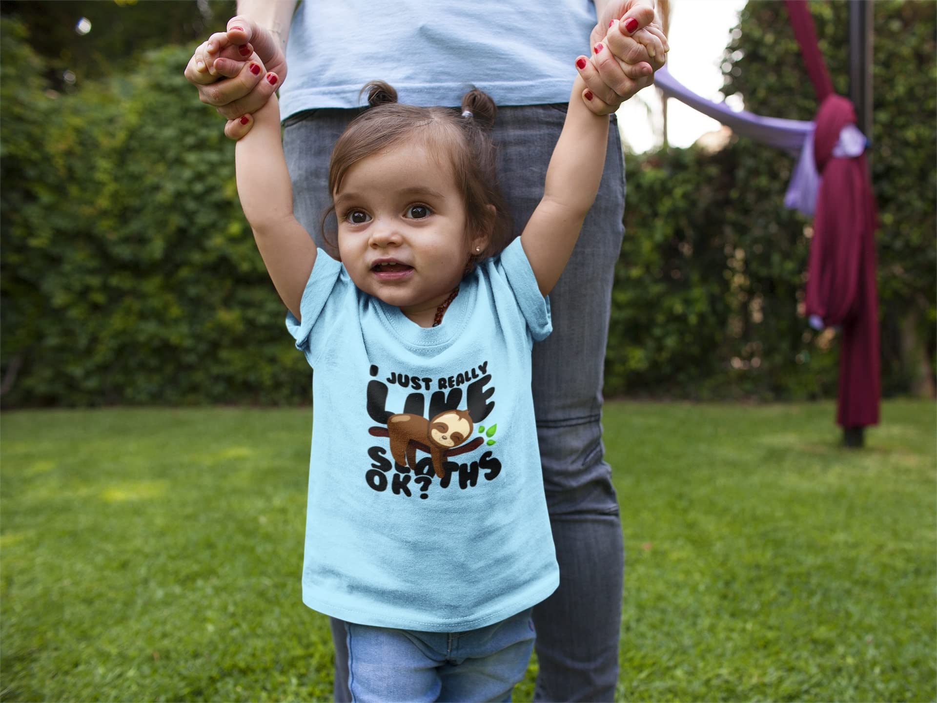 I Just Really Like Sloths Ok Cute Baby Toddler T Shirt Light Blue Toddler Size 5/6