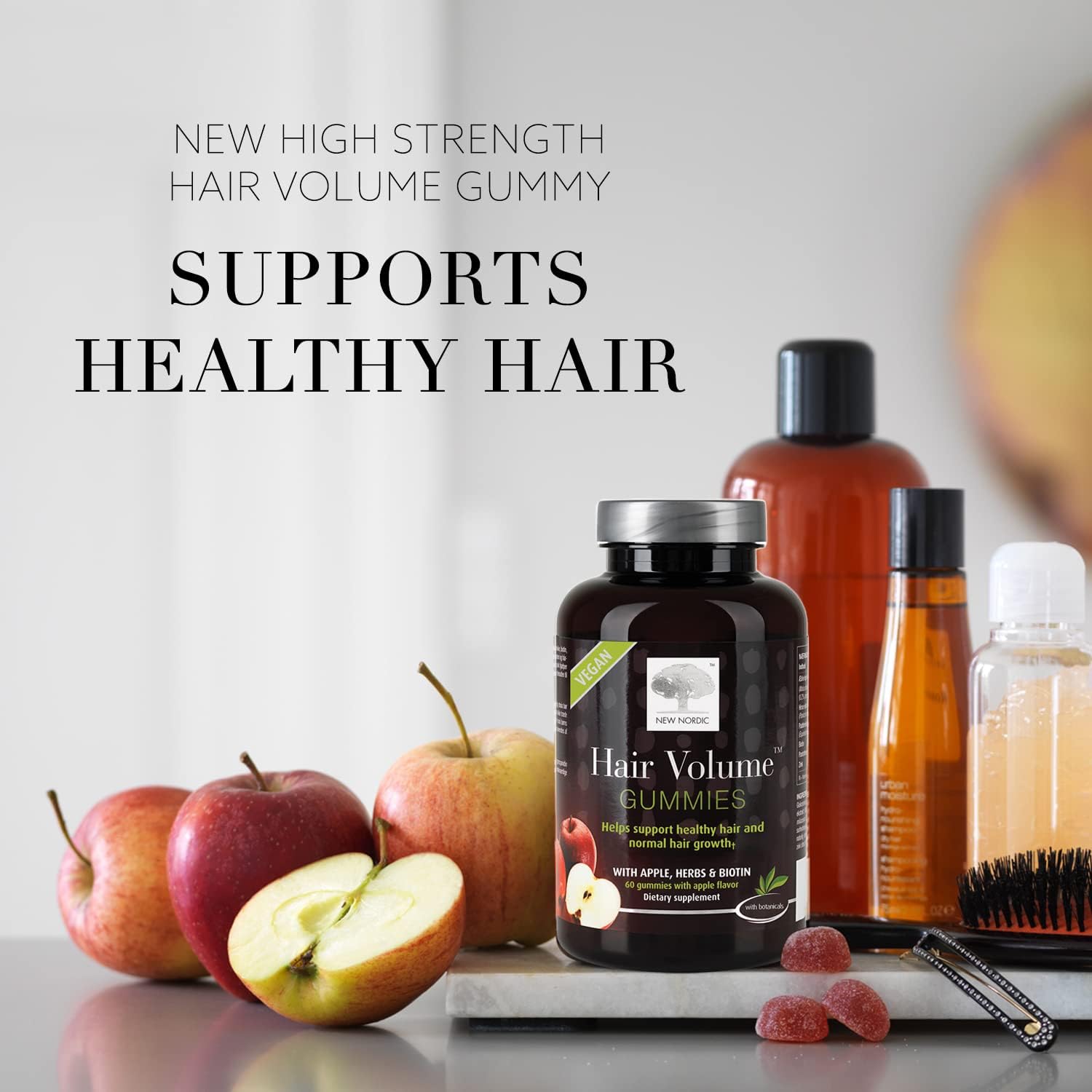 NEW NORDIC Hair Volume Gummies | with Biotin for Healthy Hair Skin & Nails | Swedish Made | 60 Count (Pack of 1) : Health & Household