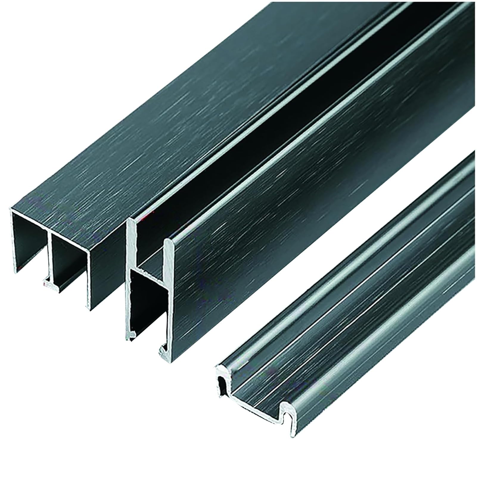 System prowadnic do szklanych drzwi przesuwnych, Zestaw prowadnic do drzwi przesuwnych 2 szyny Szyna ze szkła akrylowego 5-8 mm Szafka srebrna 80-150 cm(5mm,130cm/51in)