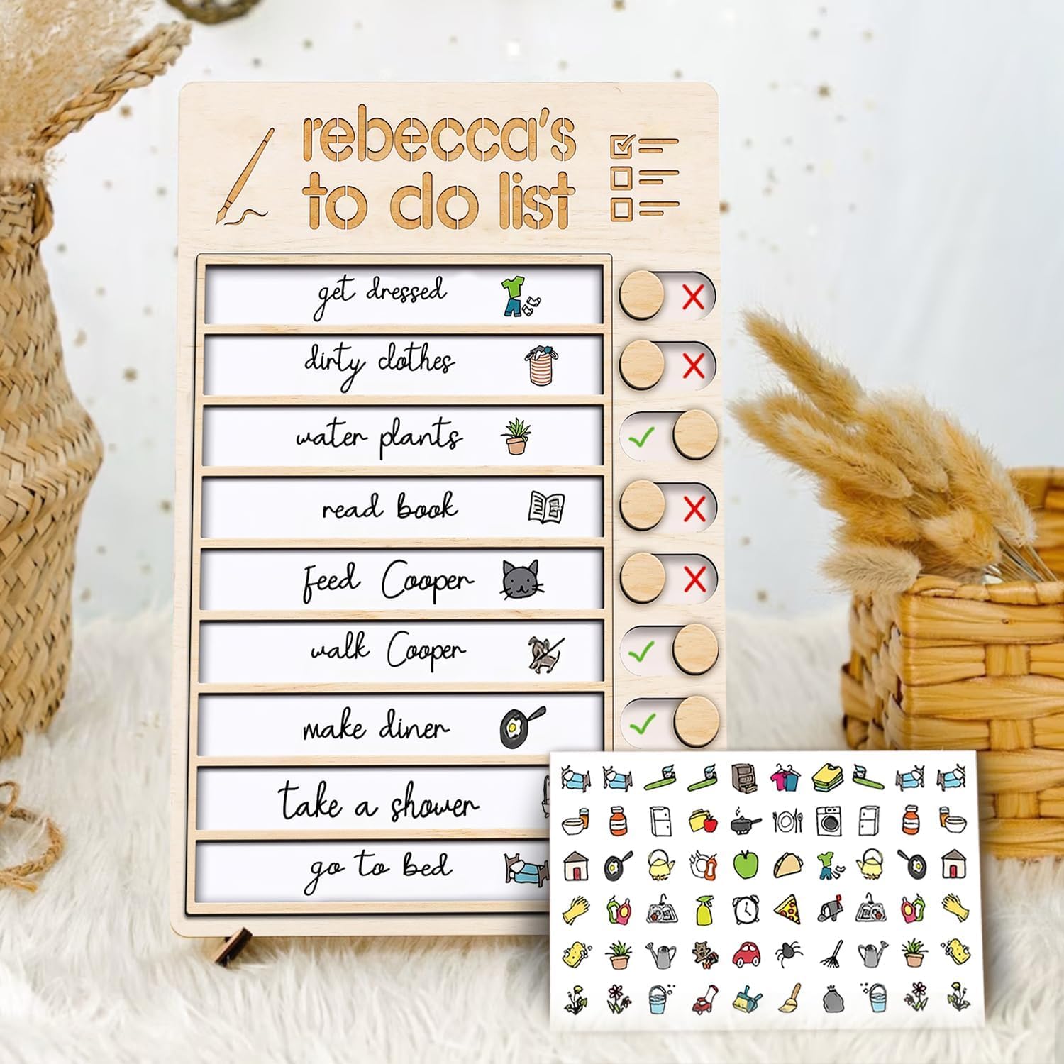 Personalized Chore Chart for Kids Multiple Kids Sliding Routine Chart for Kids Reusable Magnetic to do List for Refrigerator Kids to Do List Board