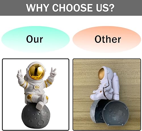 Miniatura 20 de Figura de astronauta, decoración de estatua de astronauta dorada, escultura de figura de hombre espacial de resina para decoración de dormitorio