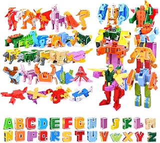 Moonyan Letter Alphabet Trans-formers Toys,Deformation Robot Toy,26 Letter,Educational Toy For Children,Transform Into Robot /Vehicle/Dinosaur,Educational Learning Gift