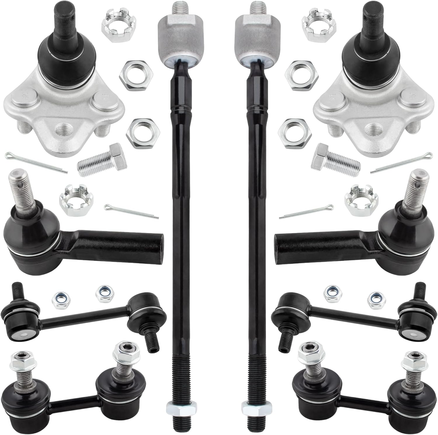 BOXI (Set of 10) Front Lower Ball Joints and Front & Rear Sway Bars and Inner & Outer Tie Rods Fit for Toyota Corolla 1996 1997 1998 1999 2000 2001 2002 | Replaces K90309 K90124 K9545 EV303 ES2382