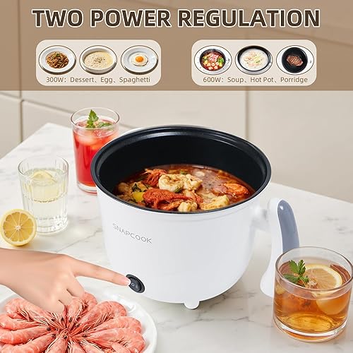 Miniatura 2 de Olla caliente eléctrica de 1.8L con vaporizador SUS, sartén antiadherente, olla eléctrica de fideos rápidos, mini olla caliente portátil para huevo,