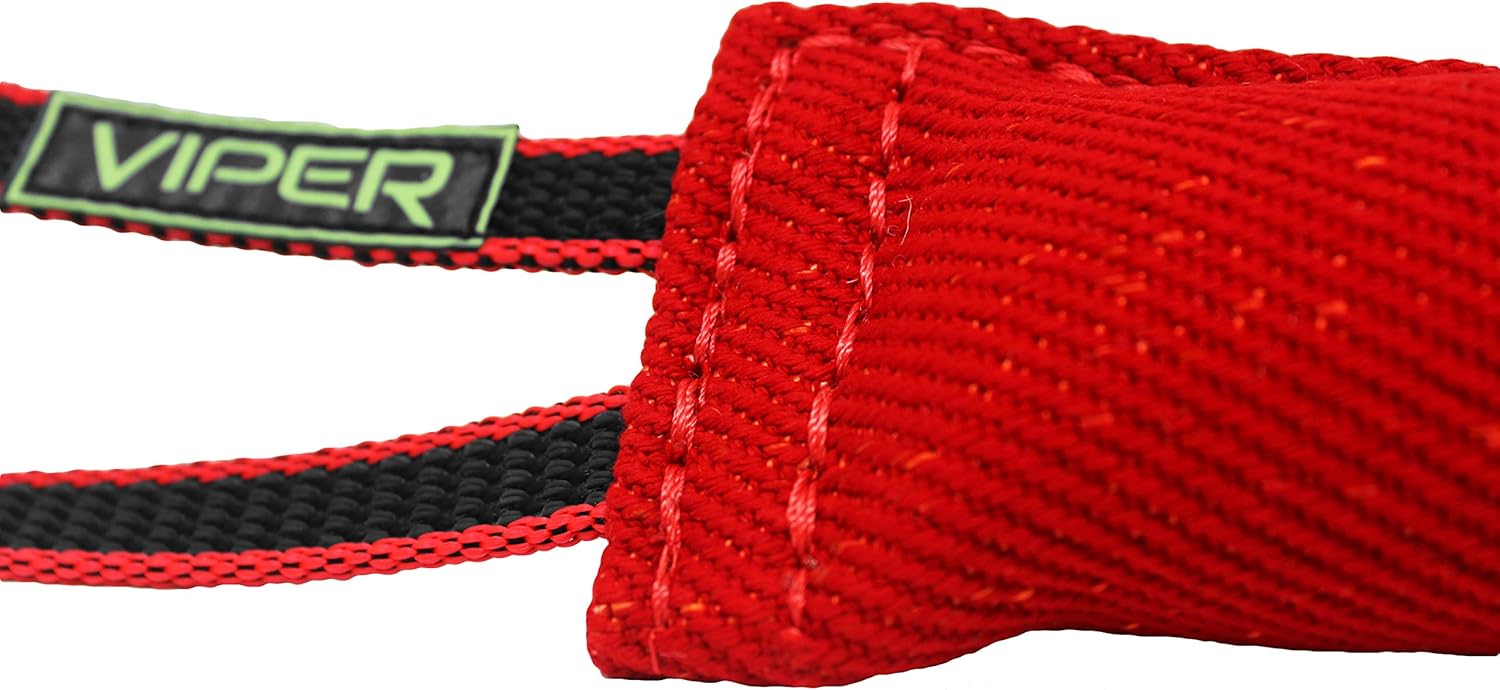Viper Synthetic K9 Tug Toy Reward with Two Handles for Adult Dogs and Puppies. Ruber Handles, Red, 12" x 2.5"