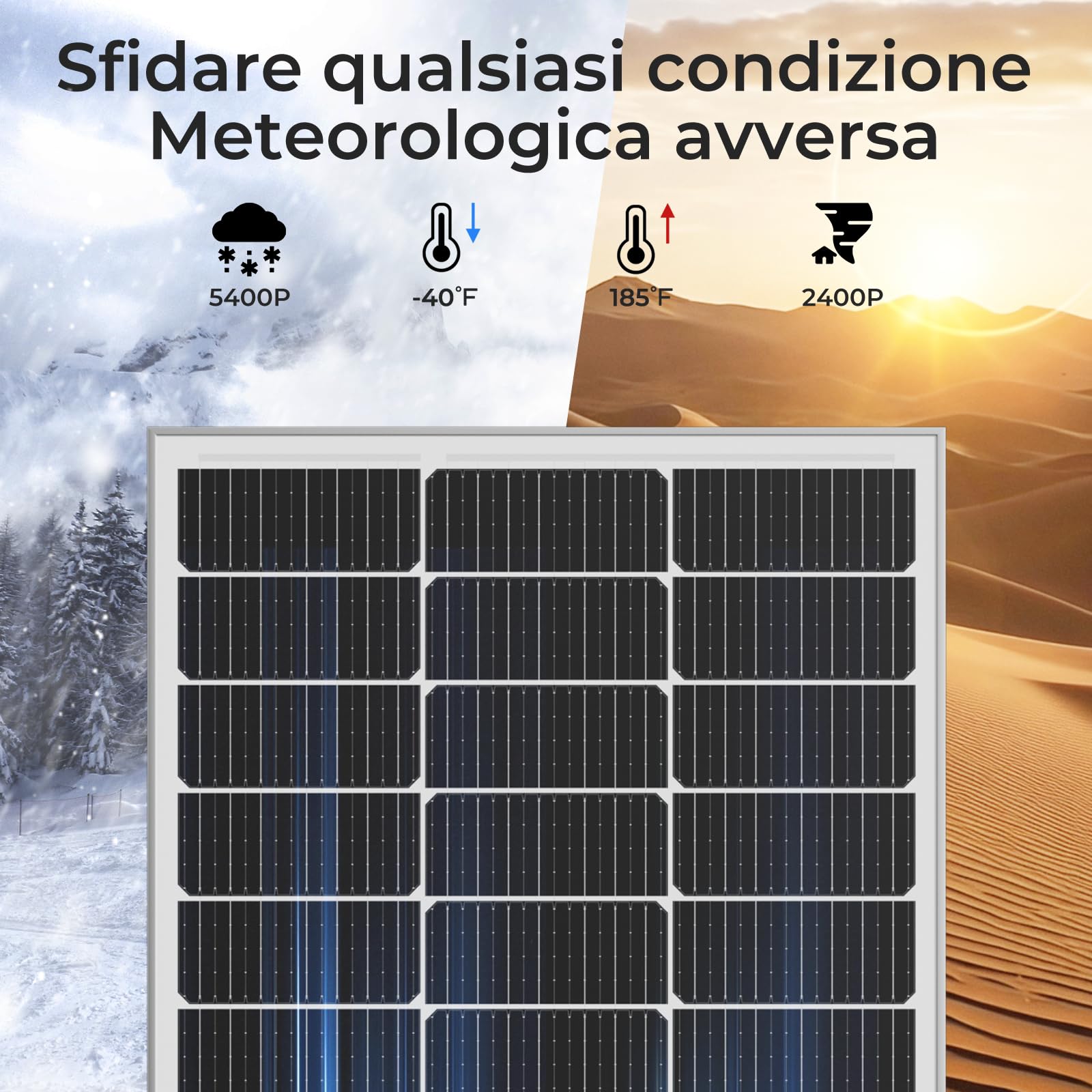 Pannello solare 240W, modulo PV 12V, tecnologia SMBB, modulo solare monocristallino ad alta efficienza, pannello solare con telaio in alluminio, ideale per impianto di alimentazione da(120W*2)