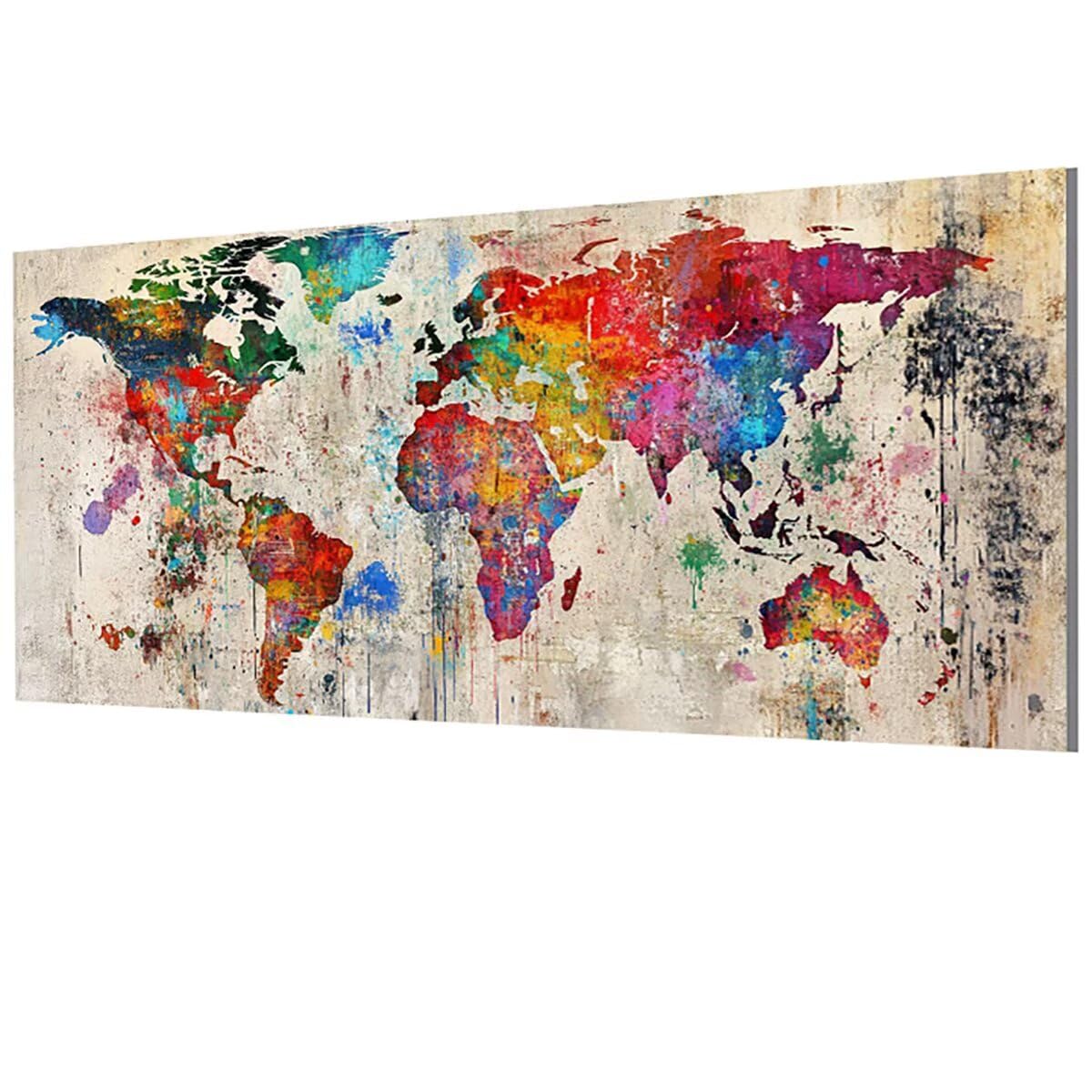 Weltkarte Malen Nach Zahlen Erwachsene Groß XXL 60x120cm, Malen Nach Zahlen Graffiti DIY Farbe Acrylfarbe ölgemälde Set mit Pinseln für Zimmer Deko Wand Aesthetic, Geschenke für Frauen, Model-0310