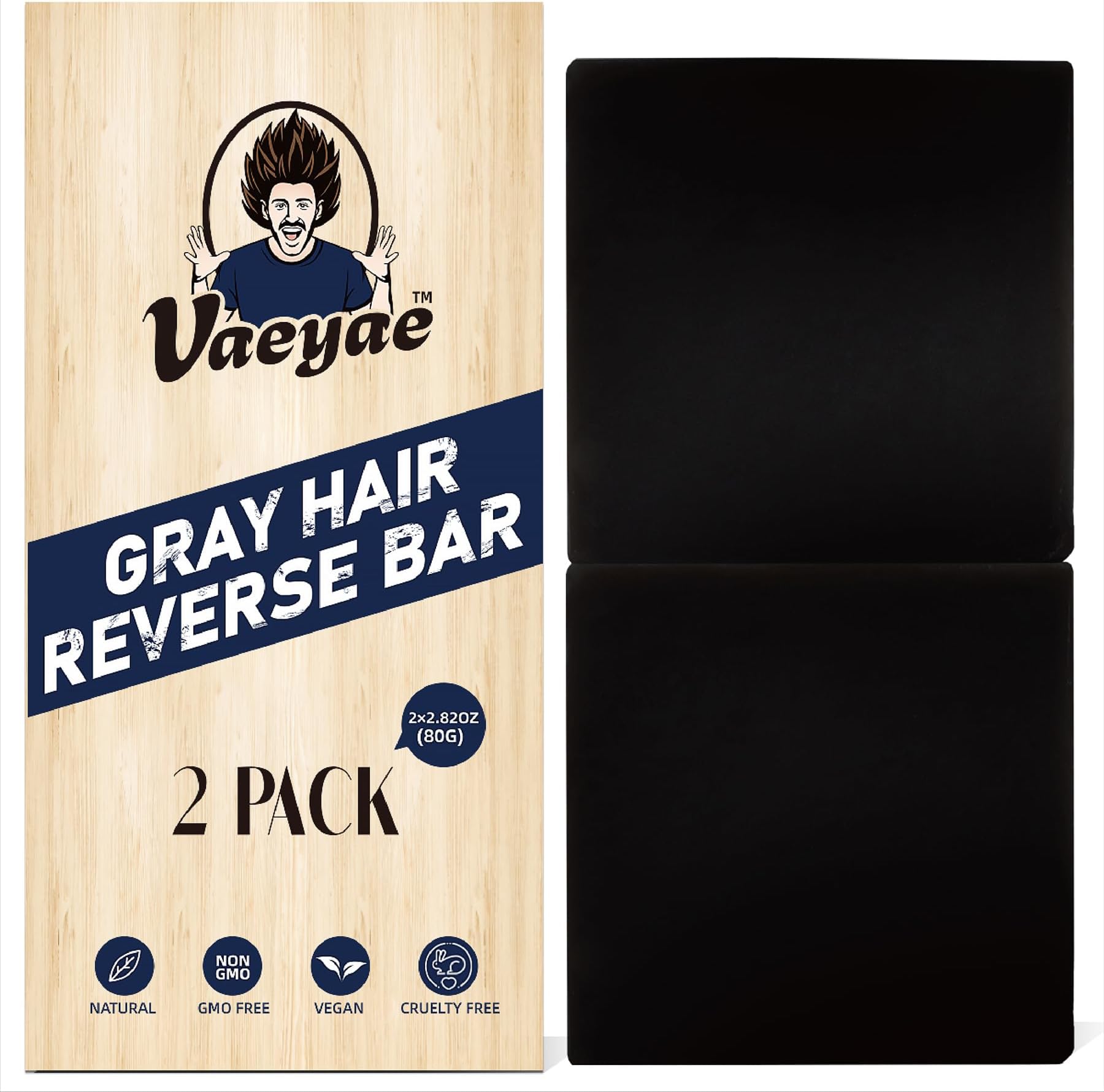 2 Pcs Gray Hair Reverse Bar to Restore Hair Color, Shampoo and Conditioner 2 in 1 Soap for Stronger & Smoother Hair, Men & Women Black Soap Reduces and Cover Grey Hair, For Hair Thickening and Darking