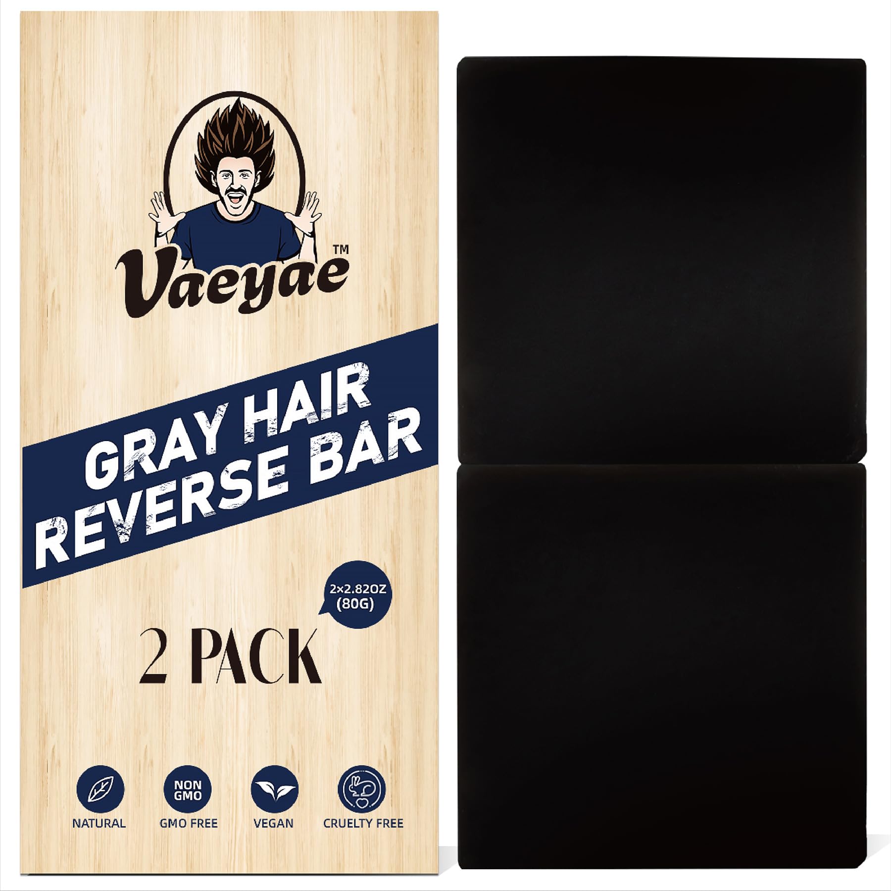 2 Pcs Gray Hair Reverse Bar to Restore Hair Color, Shampoo and Conditioner 2 in 1 Soap for Stronger & Smoother Hair, Men & Women Black Soap Reduces and Cover Grey Hair, For Hair Thickening and DarkingCompact by Design (Amazon-developed Certification)