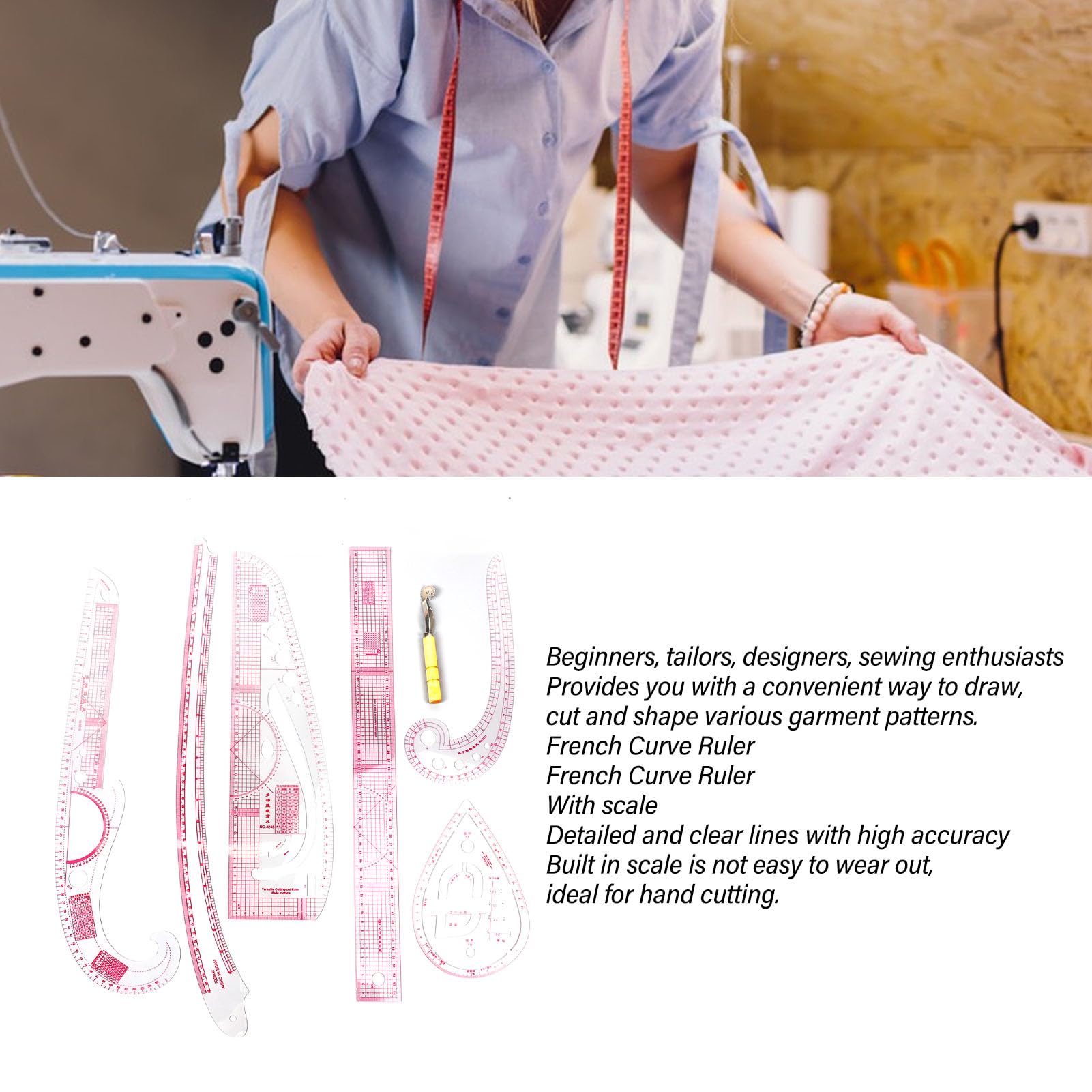 7 righelli da cucito per tagliare tessuti, Regle de Couture, modelli di cucito per principianti, strumenti completi ad alta precisione, set di righelli da cucito con scala