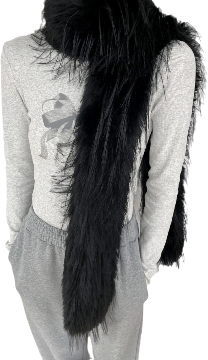 Women Faux Fur Plush Collar Scarf Winter Warm Long Infinity Scarves Fluffy Stole Shawl Wrap Shrug - Image 2