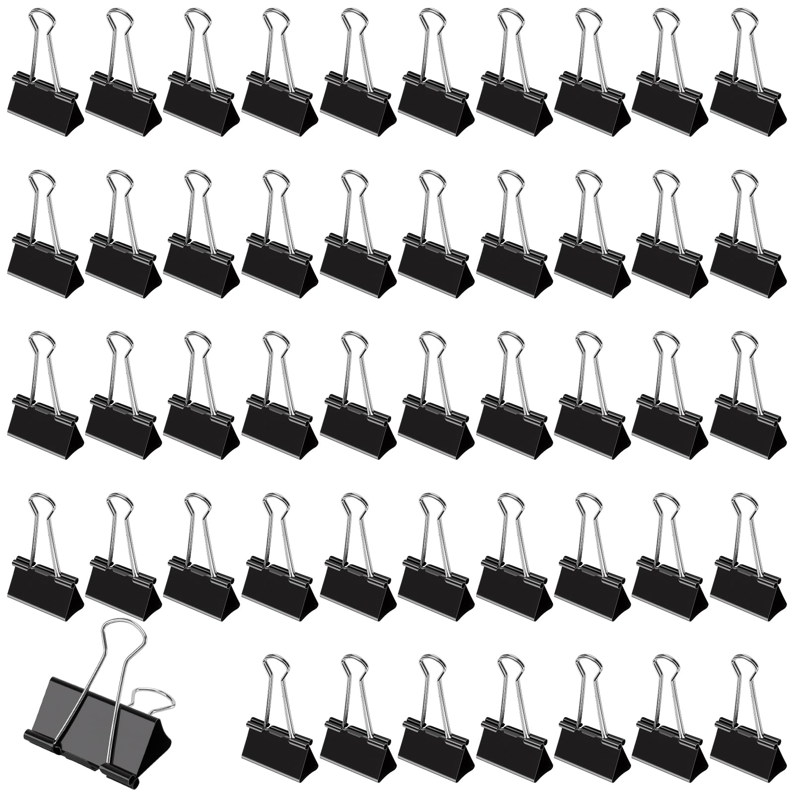 CHIHEUNG 48PCS Large Bulldog Clips, 51mm Bulldog Clips, Black Binder Clip, Metal Foldback Clip for Document Organization Office Supplies