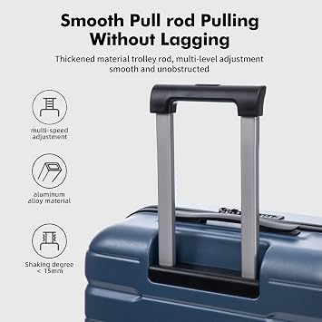 Suitcase Medium 25 Inch Hard Shell Lightweight Checked Luggage with 360° Rubber Spinner Wheels Durable Travel Case Telescopic Handle, TSA Lock (Ice Blue)