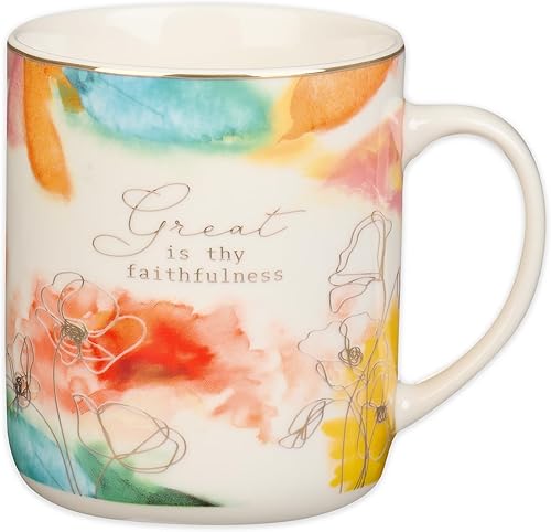 Christian Art Gifts Taza de café de cerámica floral en colores pastel  14 oz. Libre de plomo y cadmio, no tóxica. Taza inspiradora de escrituras