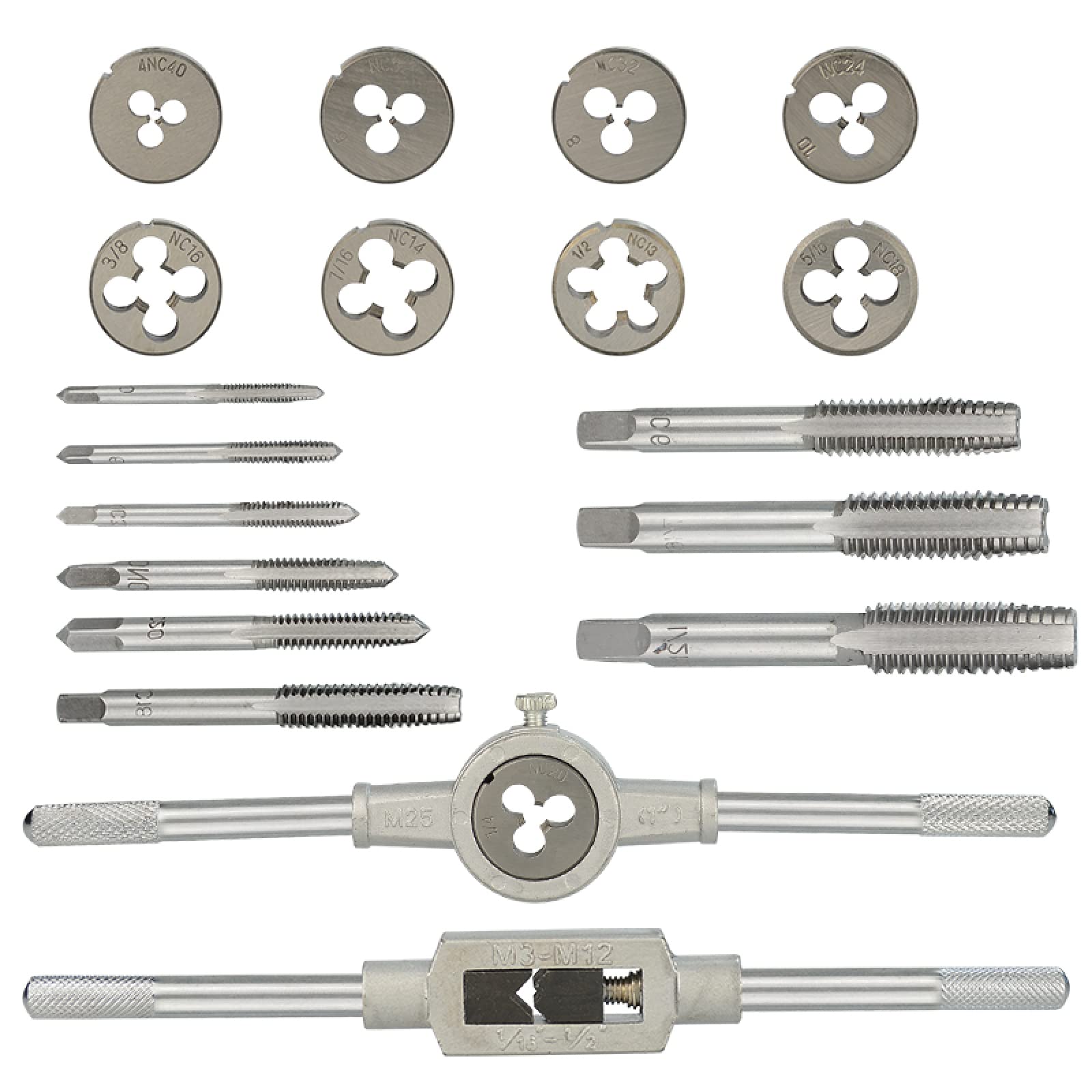 Juego de machos y terrajas de roscar Imperial, 20 Piezas, Taladro de roscar, Llave de machos de roscar Manual, Herramientas manuales de roscado, Juego de machos y terrajas, 20 Piezas