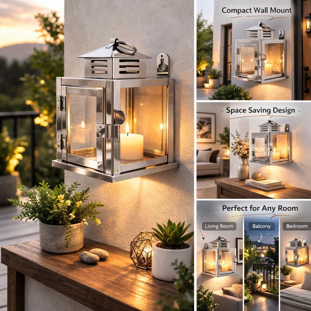 nakshathra Wall Mounted Brass Oil lamp with Glass Covers (Golden & Silver) 3