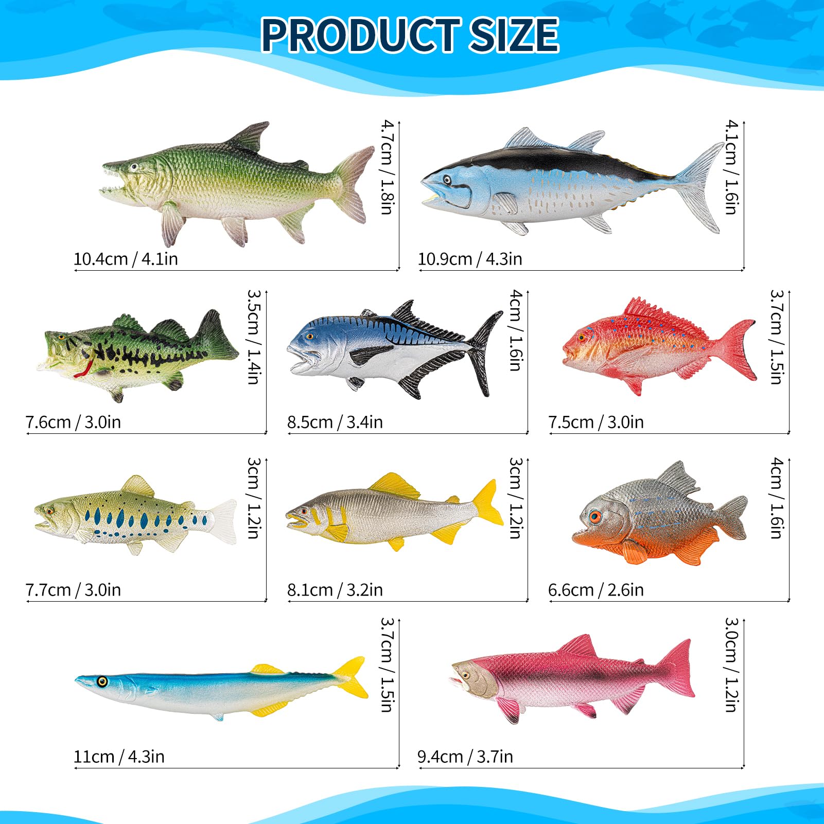 Ocean Fish Toys - 10 Piece Set for Kids -4
