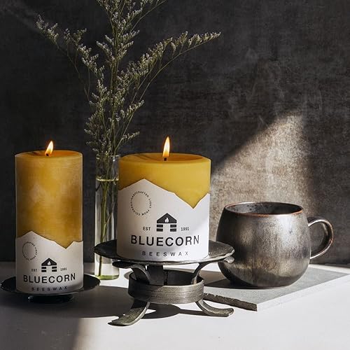 Miniatura 3 de Bluecorn Beeswax Velas de pilar de cera de abeja 100% pura, velas de cera de abeja natural, velas amarillas sin perfume, sin soja, parafina y