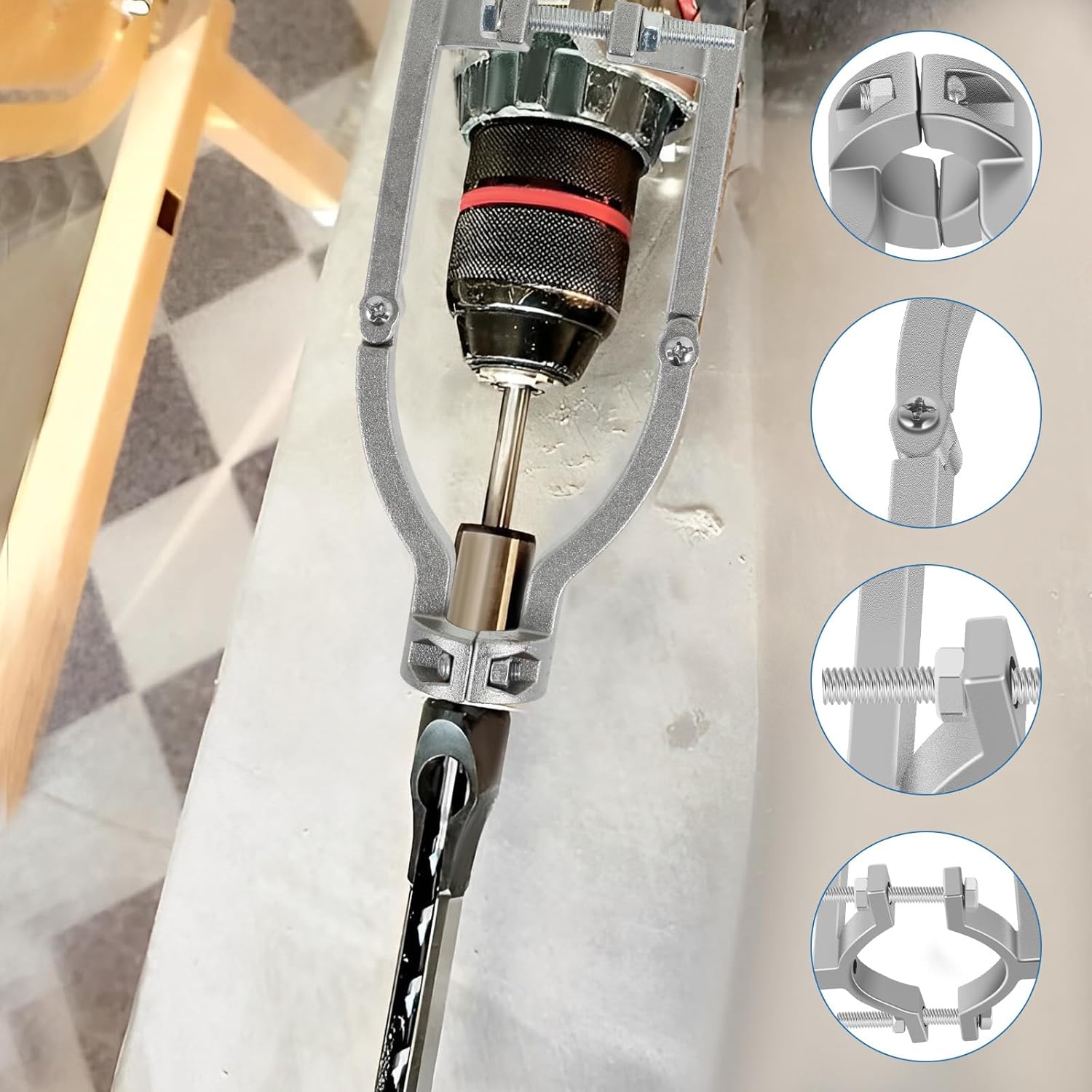 KQFCAZRE 四角穴ドリルビットアダプター ドリルビット4本付き 木工用 ドリル用 頑丈 Vearter 16本組 木工用ドリルビットセット  6mm-54mm ラウンドハンドル 多刃構造のフォスタードリル 木工用ビット 穴あけホールソー 炭素鋼工具 超硬木工用カッターセット  CAINZ-DASH ...