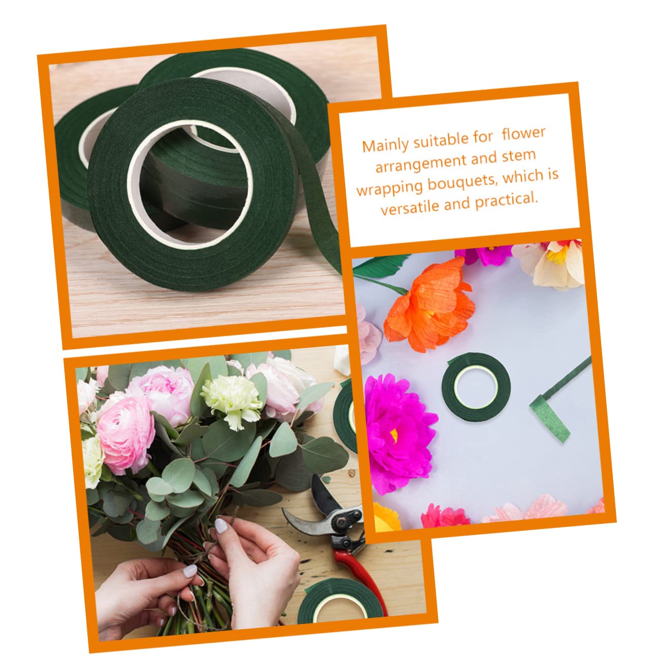 ULDIGI Floral Stem Wrapping Tape 5 Rolls Green Bouquet Tape for Flowers DIY Projects