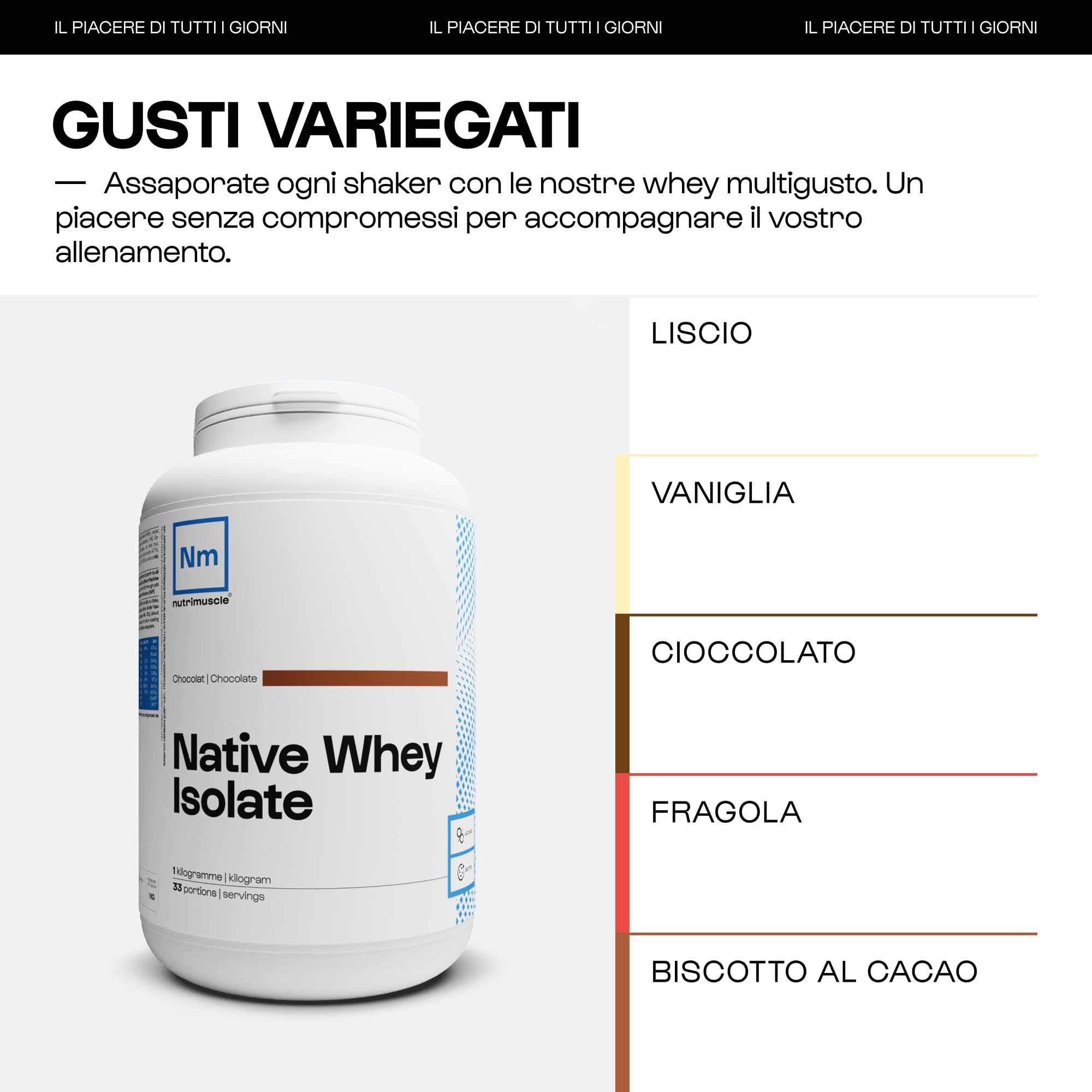 Nutrimuscle Isolato di siero di latte puro al 100% | Polvere extra proteica (90%) - Latte francese - Bodybuilding e fitness | Gusto Cioccolato Naturale (1,5 kg (confezione da 1))…
