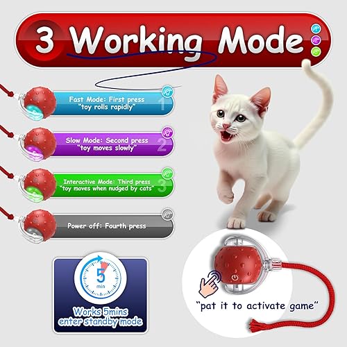 Miniatura 3 de Juguetes interactivos para gatos de interior, bola automática inteligente de 360 para mascotas, juguete para gatos Rollie, juguete eléctrico para