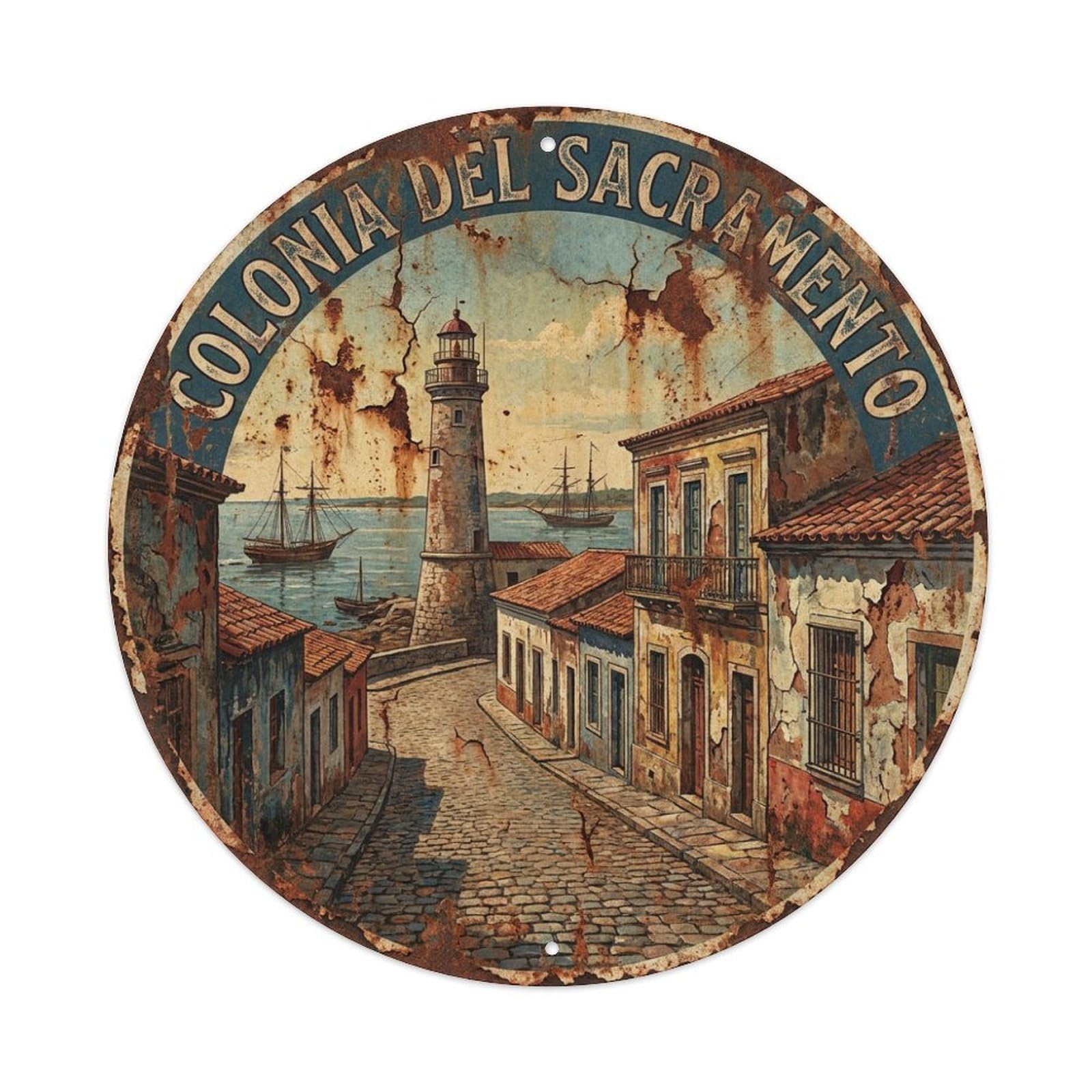 Retro Travel Uruguay Colonia Sacramento Metal Tin Sign