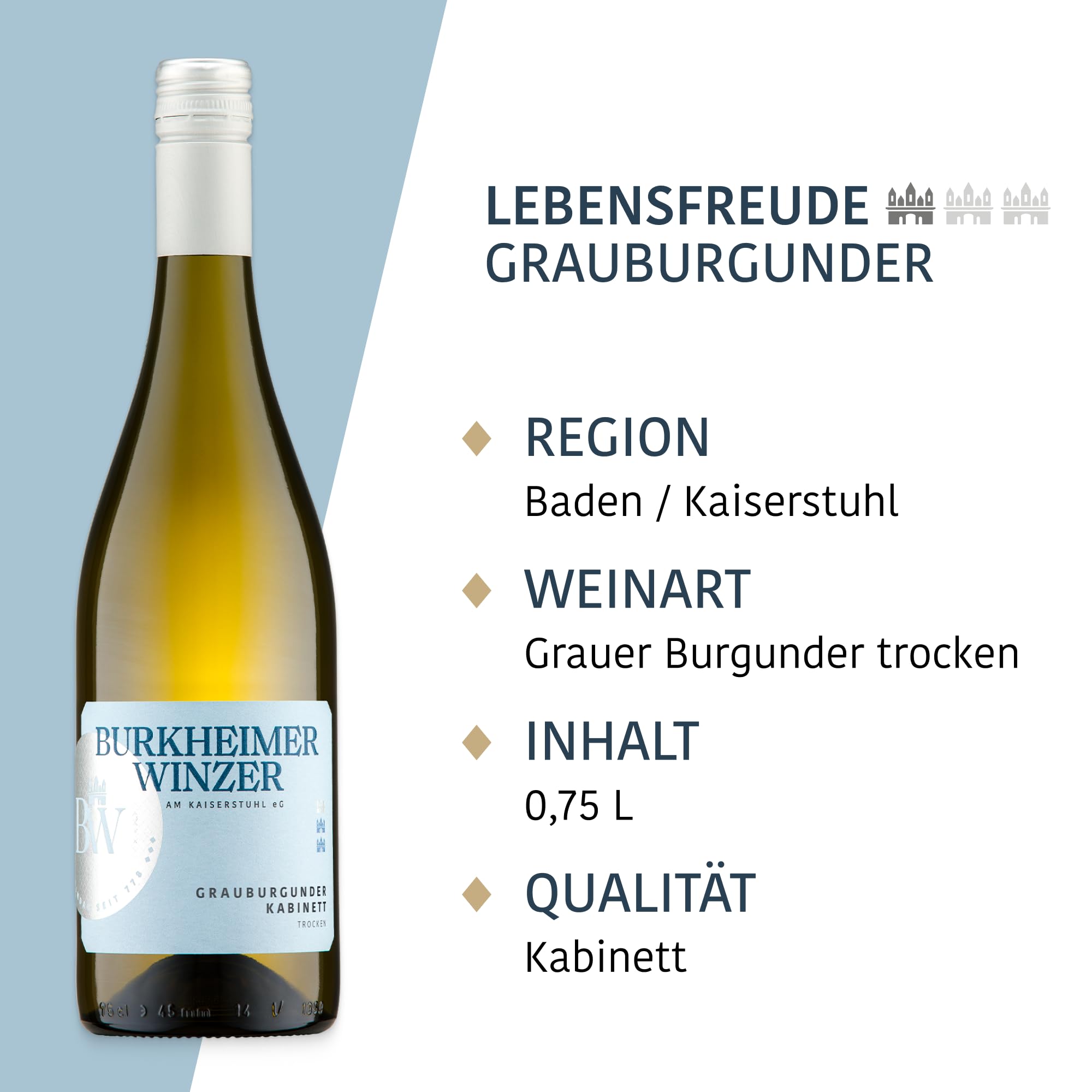 Burkheimer Kabinett Wein Tasting Set – Spätburgunder, Rosé, Sauvignon Blanc, Auxerrois, Grauburgunder & Chardonnay Wein-Paket – ausdrucksstark, fruchtig & elegant – Lebensfreude Kollektion (6 x 0,75l)