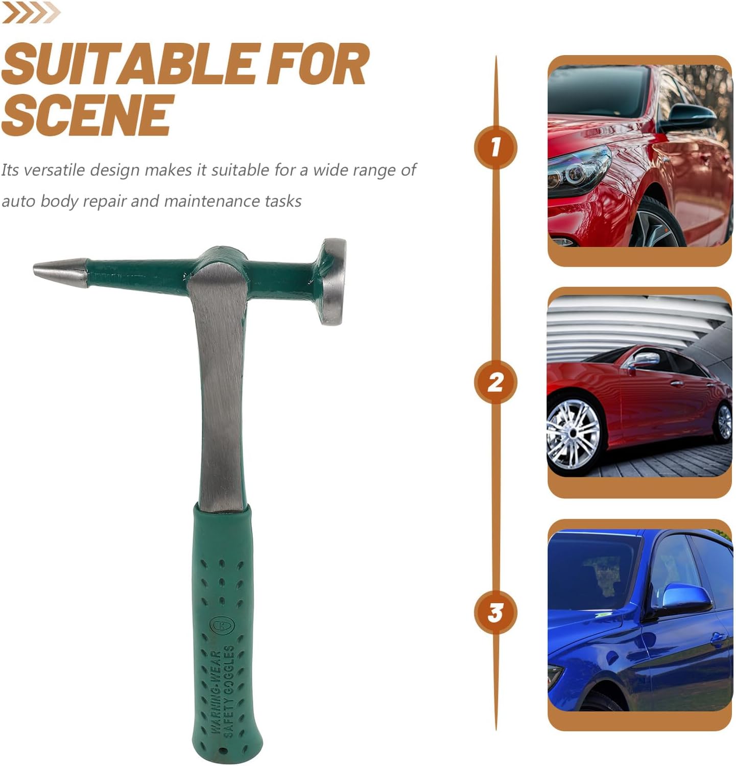 Auto Body Hammer Panel Beating Hammer Integrated Sharp Tip Maintenance Tool for Precision Sheet Metal Repair and Auto Body Dent Removal