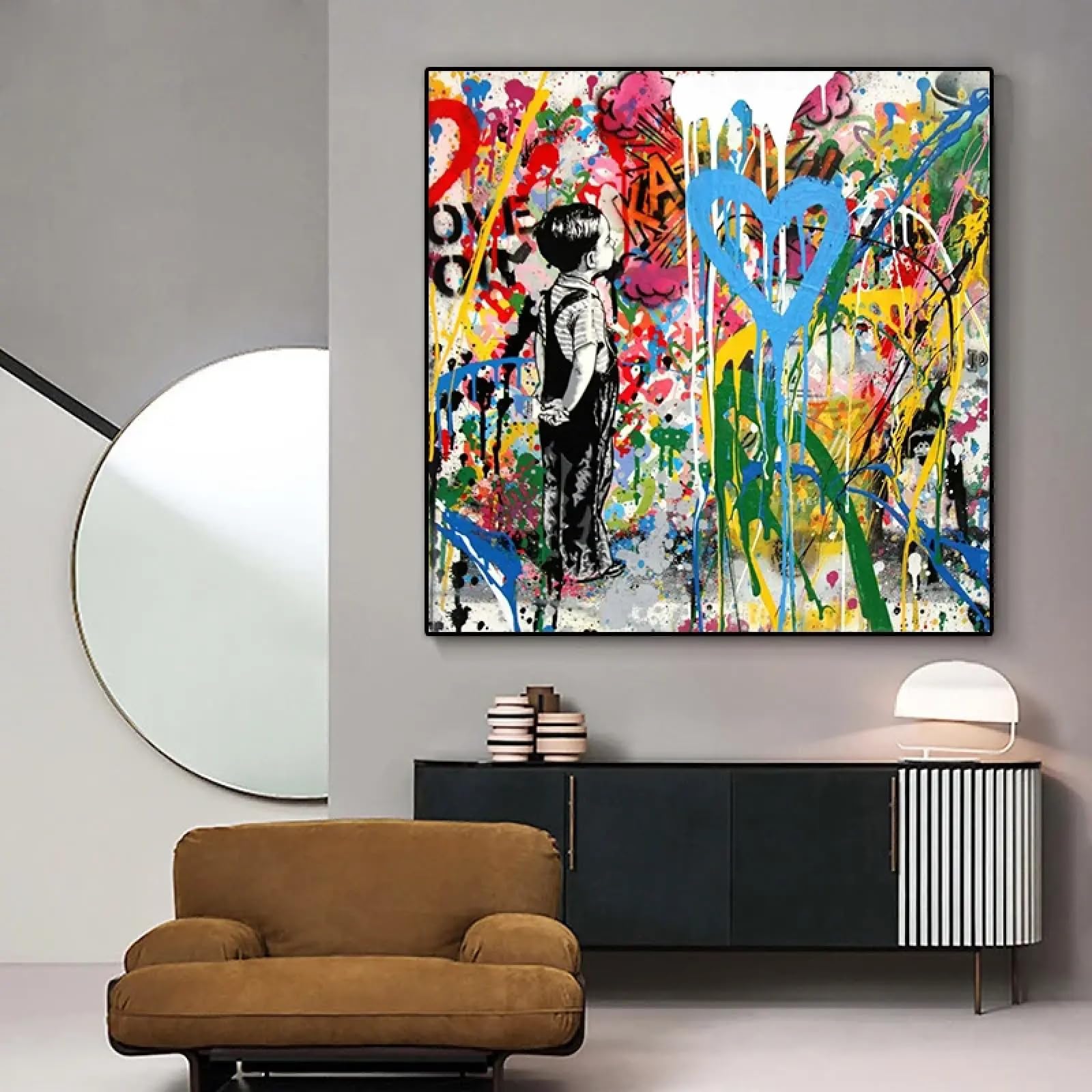 Toile graffiti abstrait Grands Rêves 50x50 cm pour décoration salon
