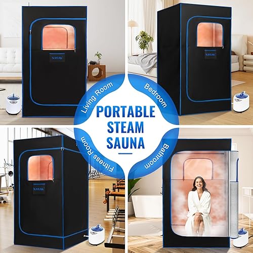 Miniatura 7 de Caja de sauna portátil mejorada para relajación, desintoxicación, sauna de vapor para el hogar con vapor, control remoto, silla plegable, 9 niveles,