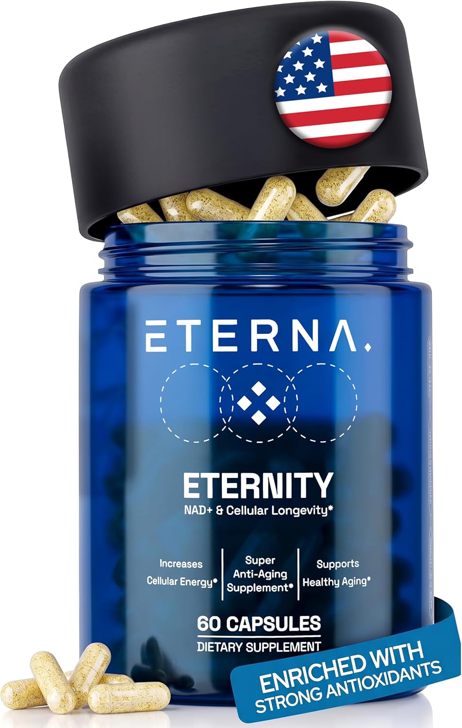 Eternity NAD+ Supplement + Resveratrol - 1050 mg - 15 Advanced Ingredients to Support Energy & Healthy Aging, Healthy Skin, Immune, Green Tea, Quercetin, CoQ10, Milk Thistle - 1 Month Supply