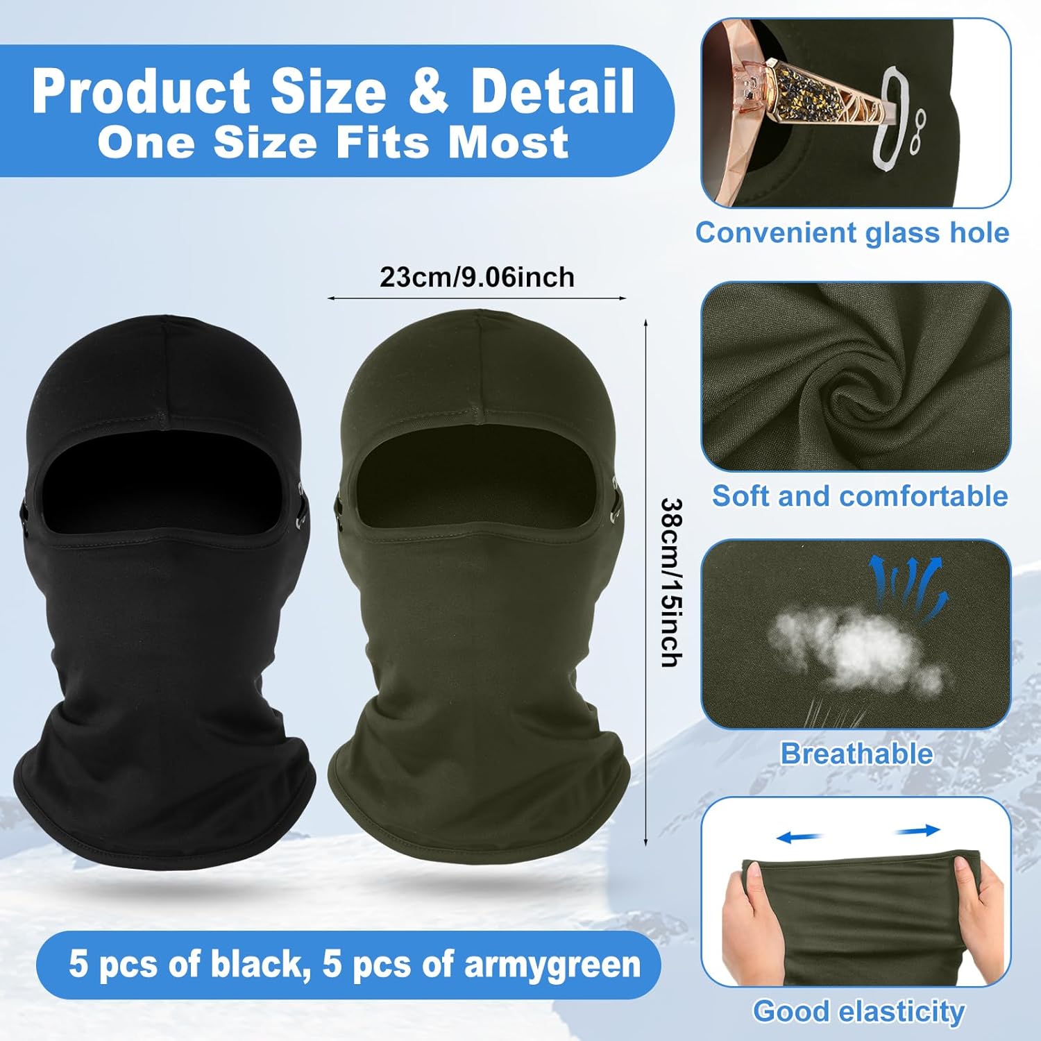 Suhine Winter Balaclava Ski Mask Windproof Thermal Face Mask Cold Weather Balaclava with Reflective Stripe