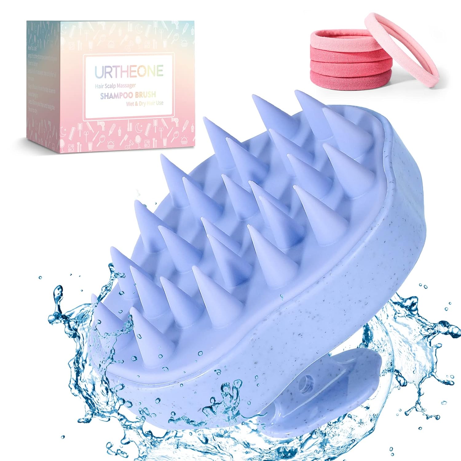 Scalp Massager Shampoo Brush, Hair Scalp Scrubber Head Massager with Soft Silicone Bristles for Women Men Kids Pets Shower and Hair Growth(Blue) Includes 5 Pcs Hair Ties Scalp Massager Shampoo Brush, Hair Scalp Scrubber Head Massager with Soft Silicone Bristles for Women Men Kids Pets Shower and Hair Growth(Blue) Includes 5 Pcs Hair Ties