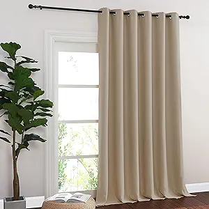 NICETOWN Blackout Sliding Glass Door Curtains, Room Darkening Thermal Insulated Curtains for Living Room Bedroom, Extra Wide Window Drapes, 1 Panel, W80 x L118, Taupe