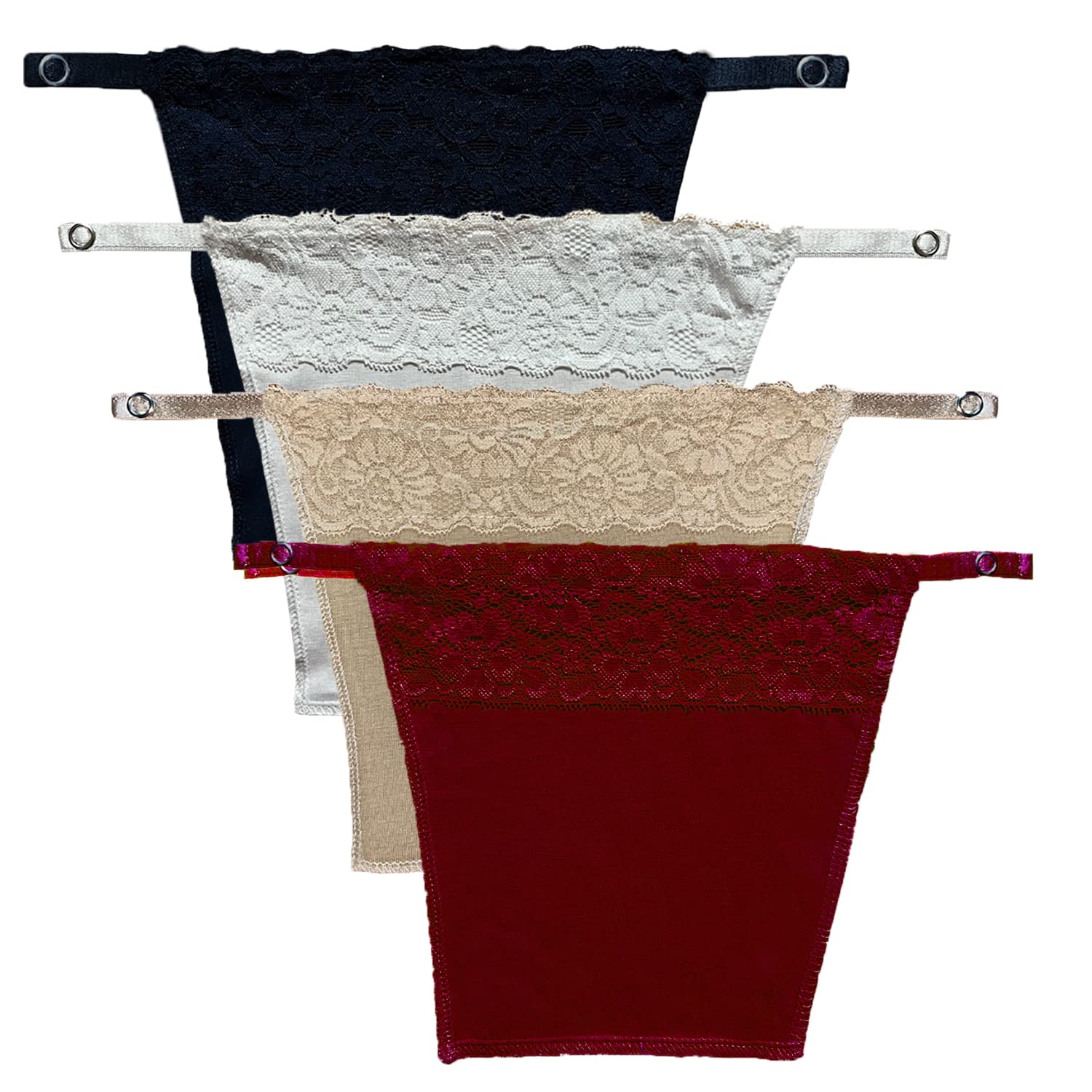 fimalia Women's Cleavage Cover for V Nack Top Deep Neck Cleavage Cover Cotton Clip-on Mock Lace Camisole Free Size-Pack of 4pc-picture-30