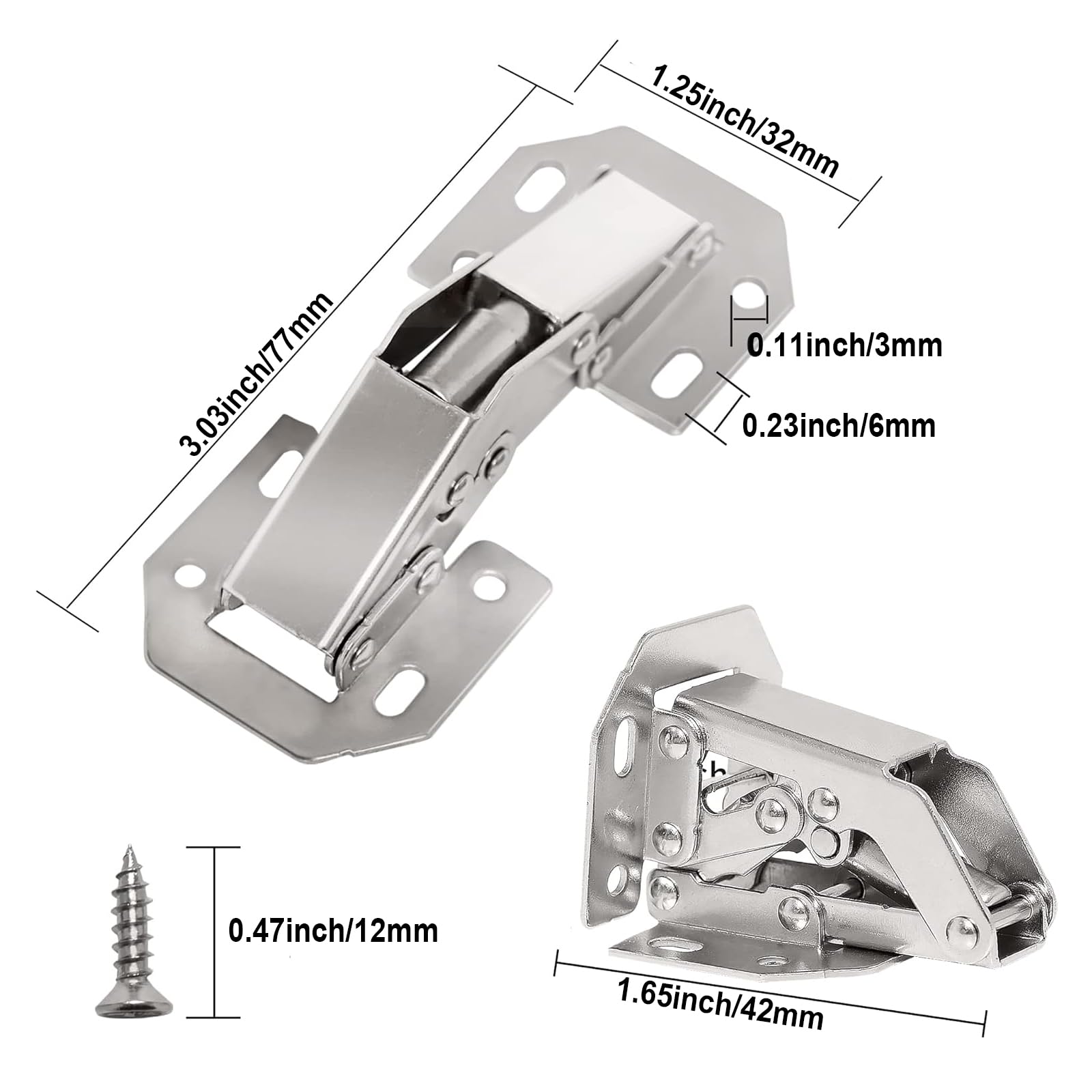 20 PCS Charniere Porte Placard, 3 Pouces 90°Charniere Meuble, Charniere Porte Cuisine, Charnières Penderie Commode Charnière pour Armoires de Porte Cuisine