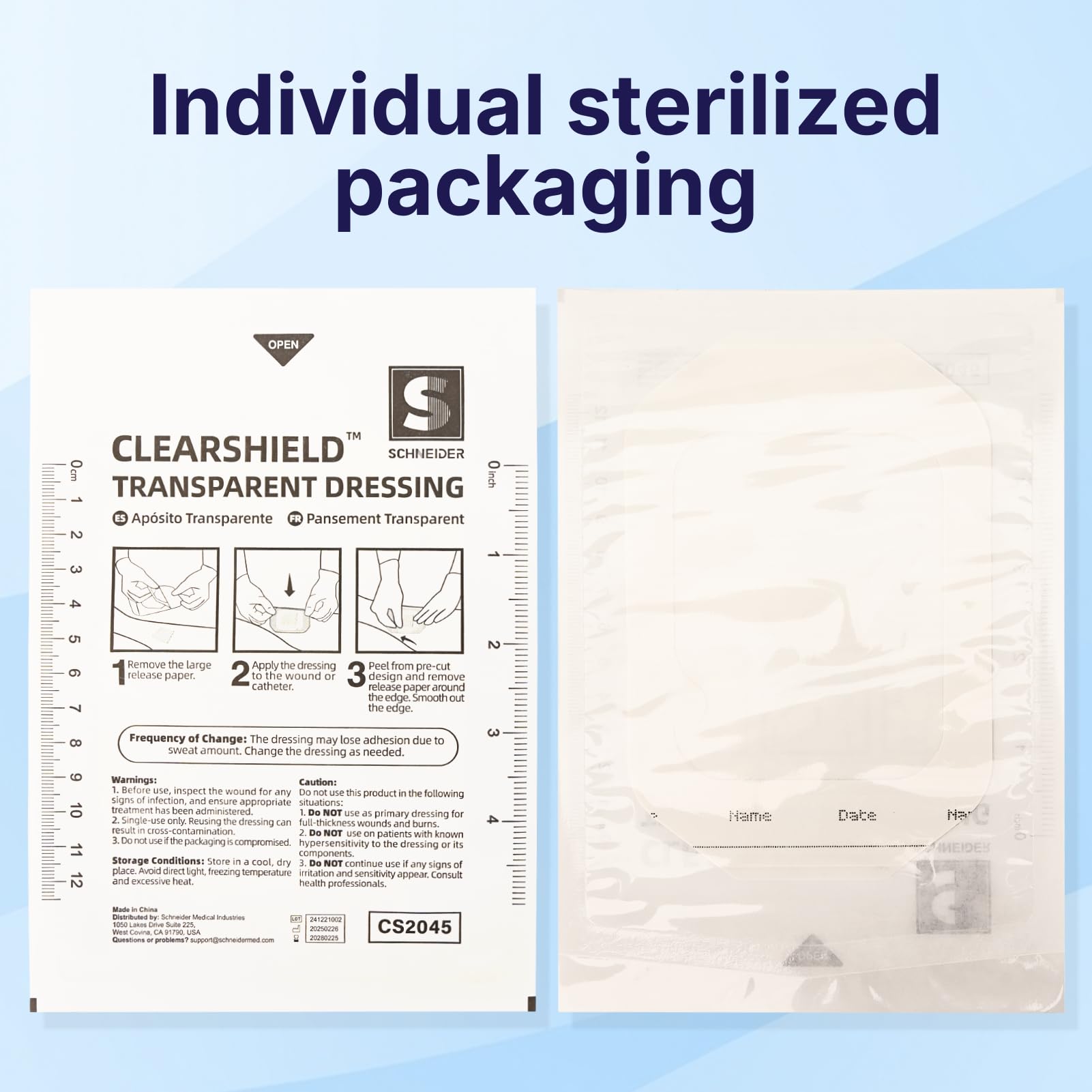 ClearShield - Apósito de película transparente de 4 x 4.75 pulgadas, paquete de 50, vendajes impermeables, transpirables, hipoalergénicos, parche adhesivo para ducha posquirúrgica, escudo intravenoso