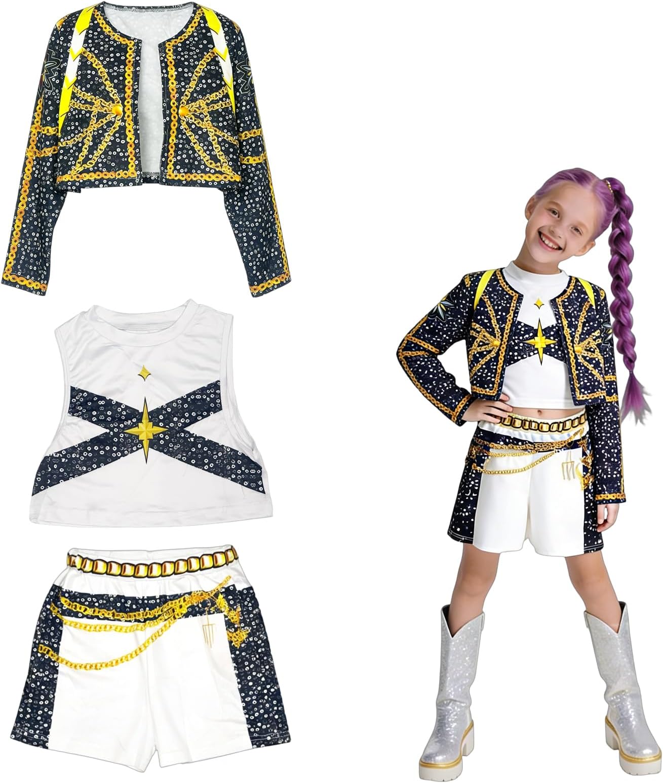 Rumi costume, pop star costume outfit, cosplay costume girls, suitable for Halloween, carnival, stage cosplay costumes