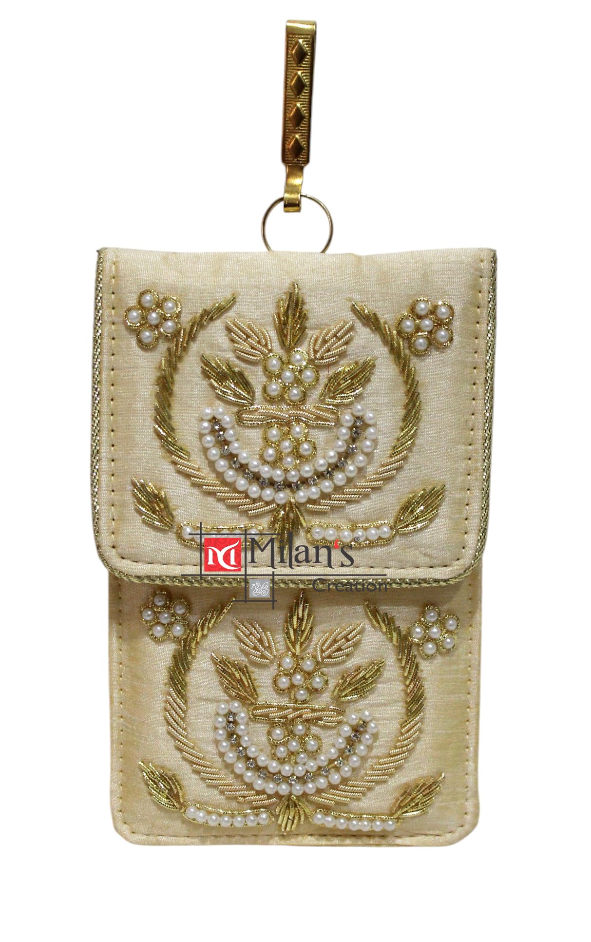 Exclusive Mobile Pouch Zardozi Hand Embroidery With Waist Clip Hook & Sling Chain (removable) | Ladies Women’s Handbag Wallet Sling Purse | Party Wedding Festival Giveaways Gift |-image-32