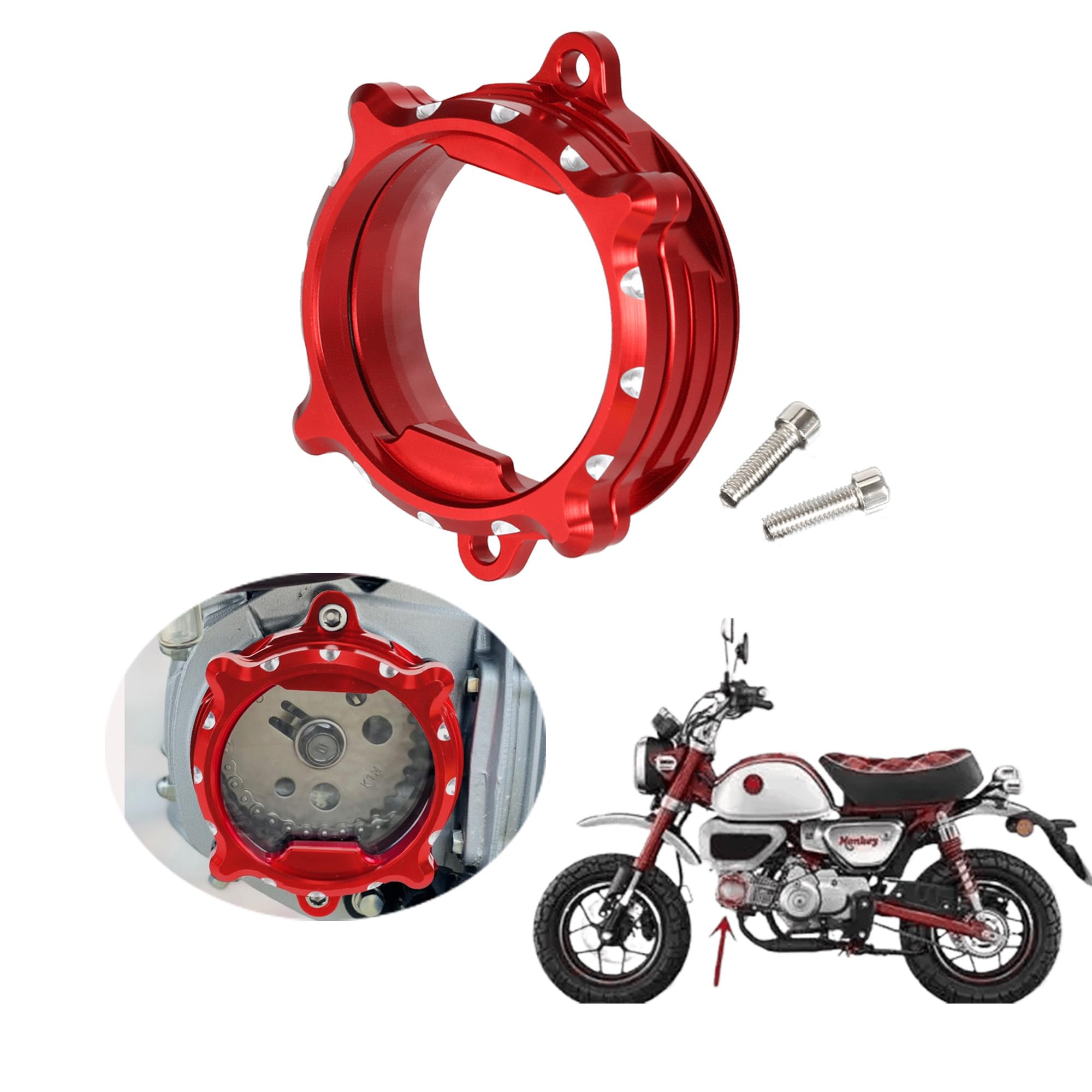 Monkey125 Cylinder Head Cooling Side Cover Compatible with Grom125 MSX125/SF 2014-2026,Monkey 125 2018-2026,Super Cub C125 Trail 125 CT125 Dax125 ST125 All Years Transparent Camshaft Cover (Red)