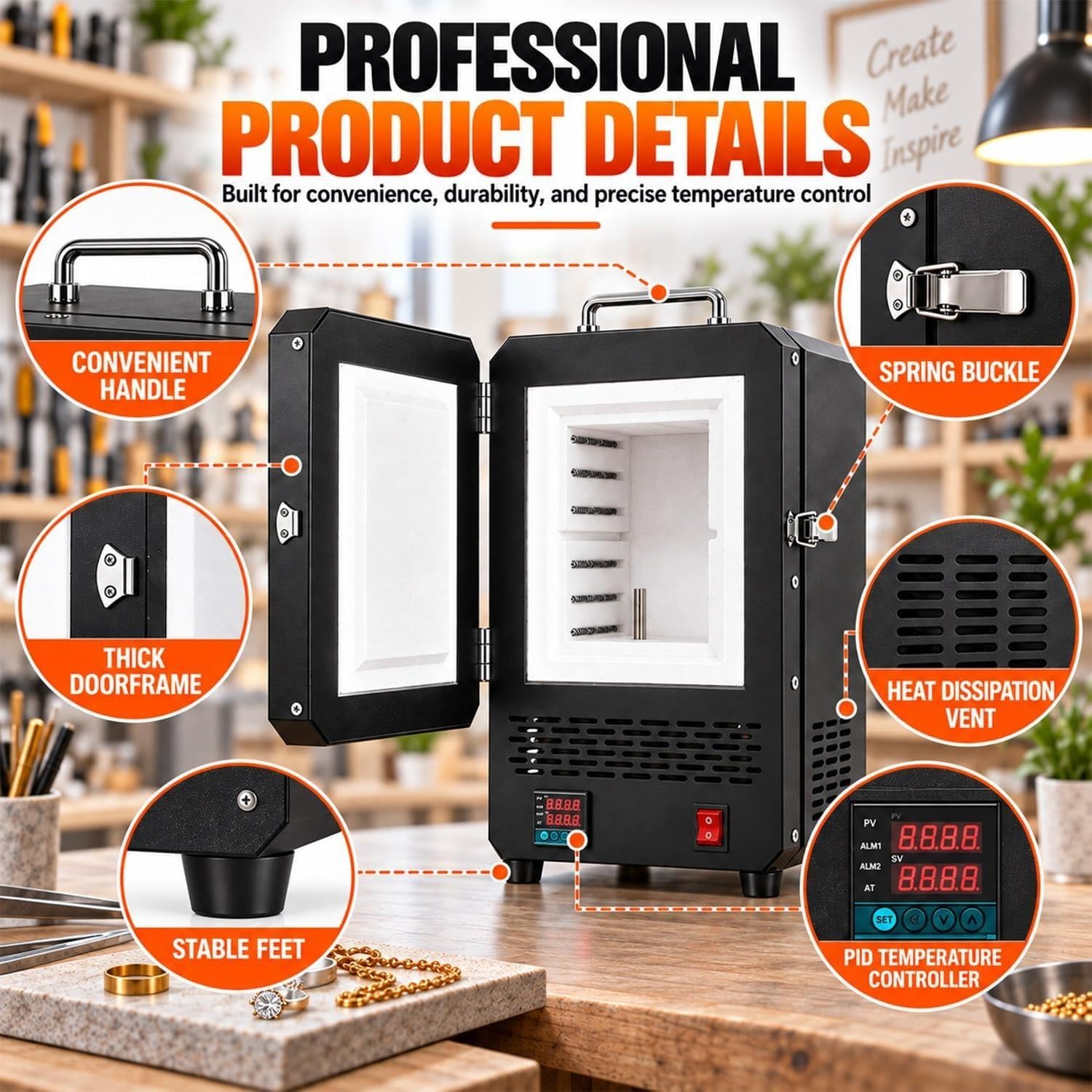 Forno Per Ceramica Domestico Da 1500 W,Forno Fusione Elettrico
