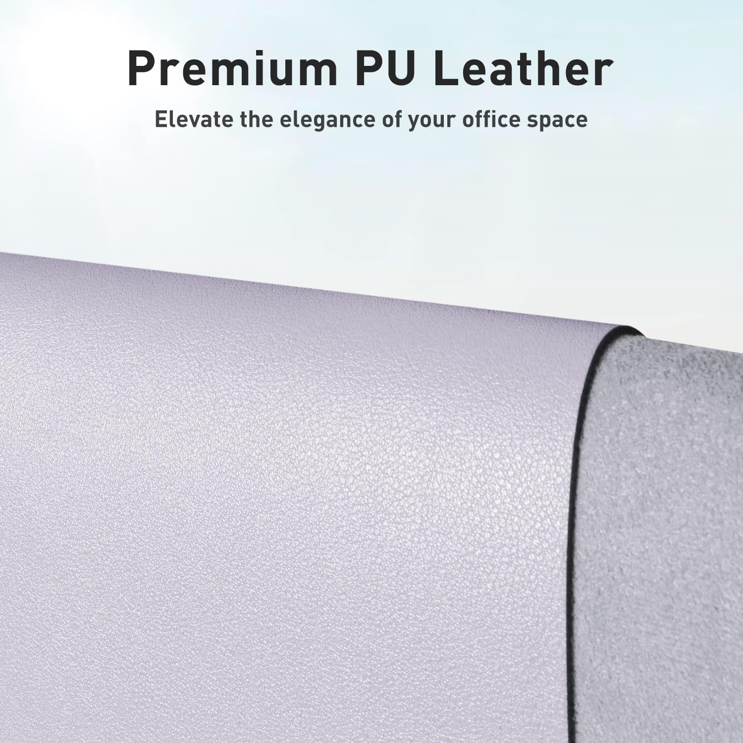 aothia faux leather desk mat - non-slip pu leather desk blotter, waterproof writing surface, large desk pad for office & home (soft lavender, 55" x 24") 55" x 24" soft lavender