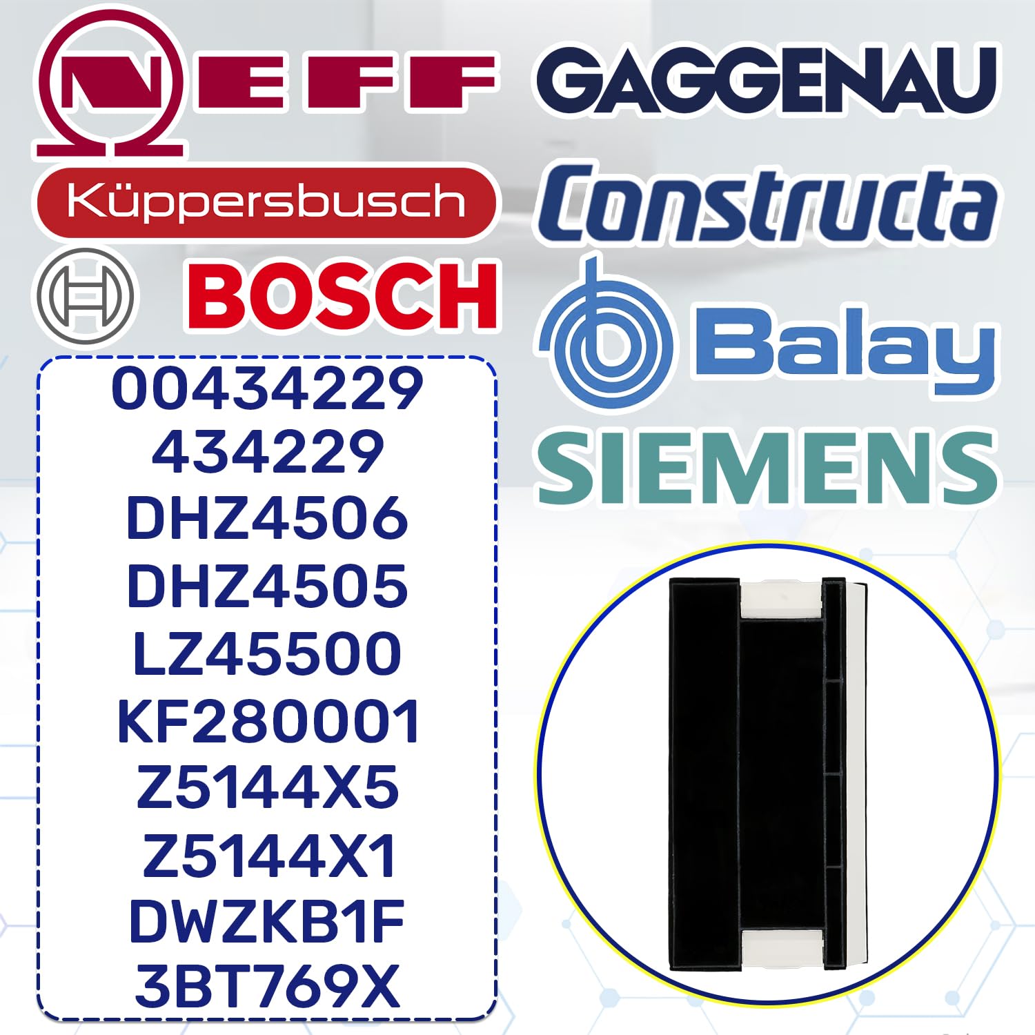 2x Filtro Carbone Attivo Cappa Aspirante Cucina 380x195x27mm per Bosch