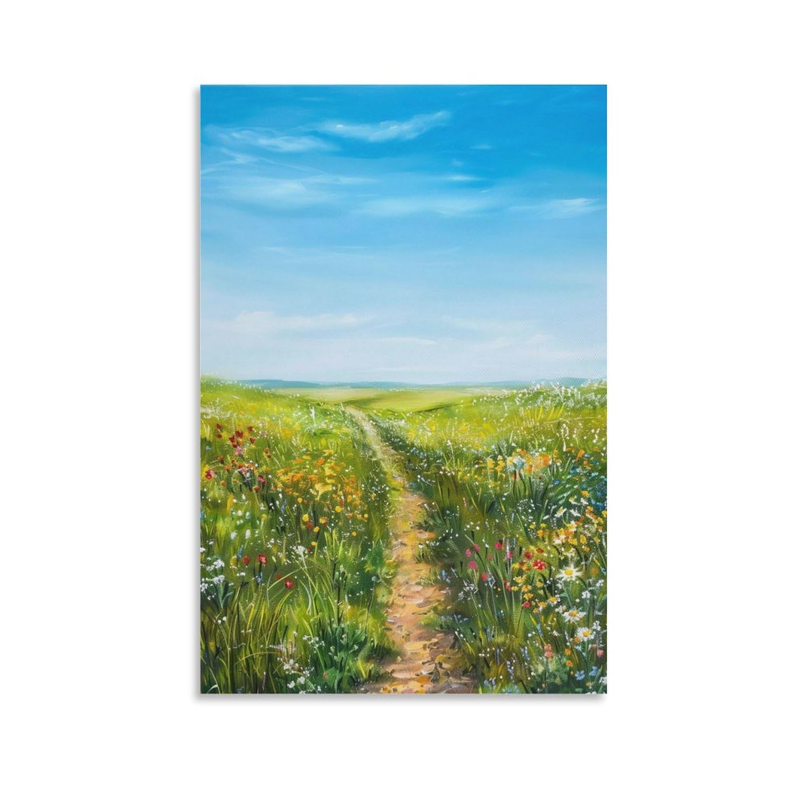 Amazon.co.jp: 絵画 春の花畑と草原インテリア 絵画 魅力的な色彩の