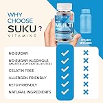 SUKU Vitamins - Hommes multivitamines, sans sucre, kéto, tous naturels, 22 Vitamines/minéraux essentiels, C0Q10 Supplément gommy pour soutenir les hommes santé de la prostate, l'immunité et la fonction hépatique (60 Compte)