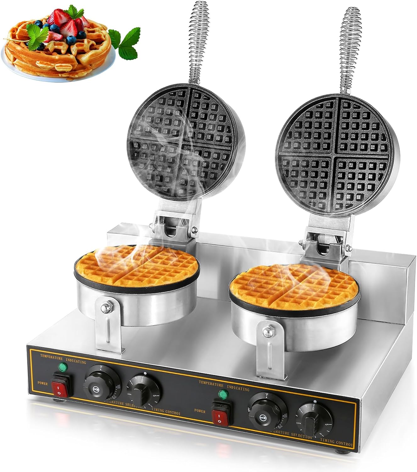 WICHEMI Commercial Waffle Maker, Double Head Waffle Maker