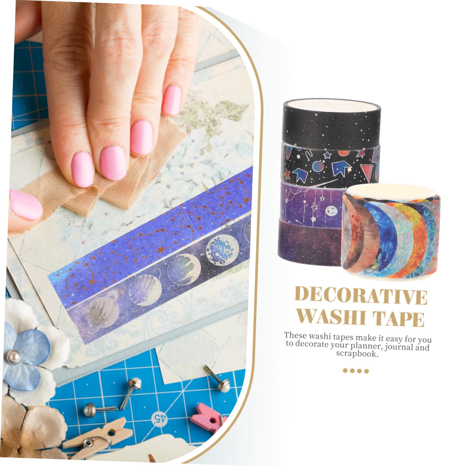 SHINEOFI 57rolki Samoprzylepnych Taśm Washi Stylu Kosmicznym Do Dekoracyjne Taśmy Do Scrapbookingu Planerów i Dzienników