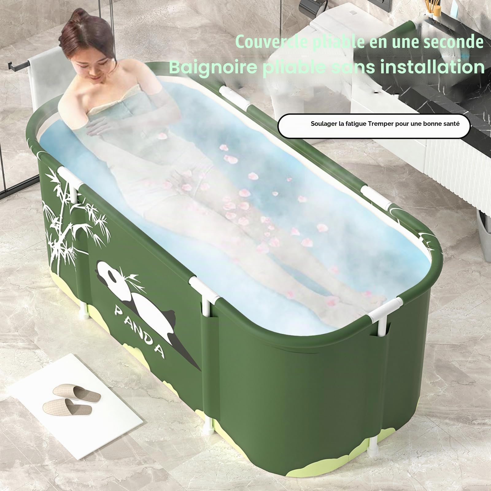 Baignoire autoportante, portable, pour adultes, pliable, épaisse, multicouche, grande baignoire trempante, pour l'intérieur et l'extérieur, 115 x 50 cm