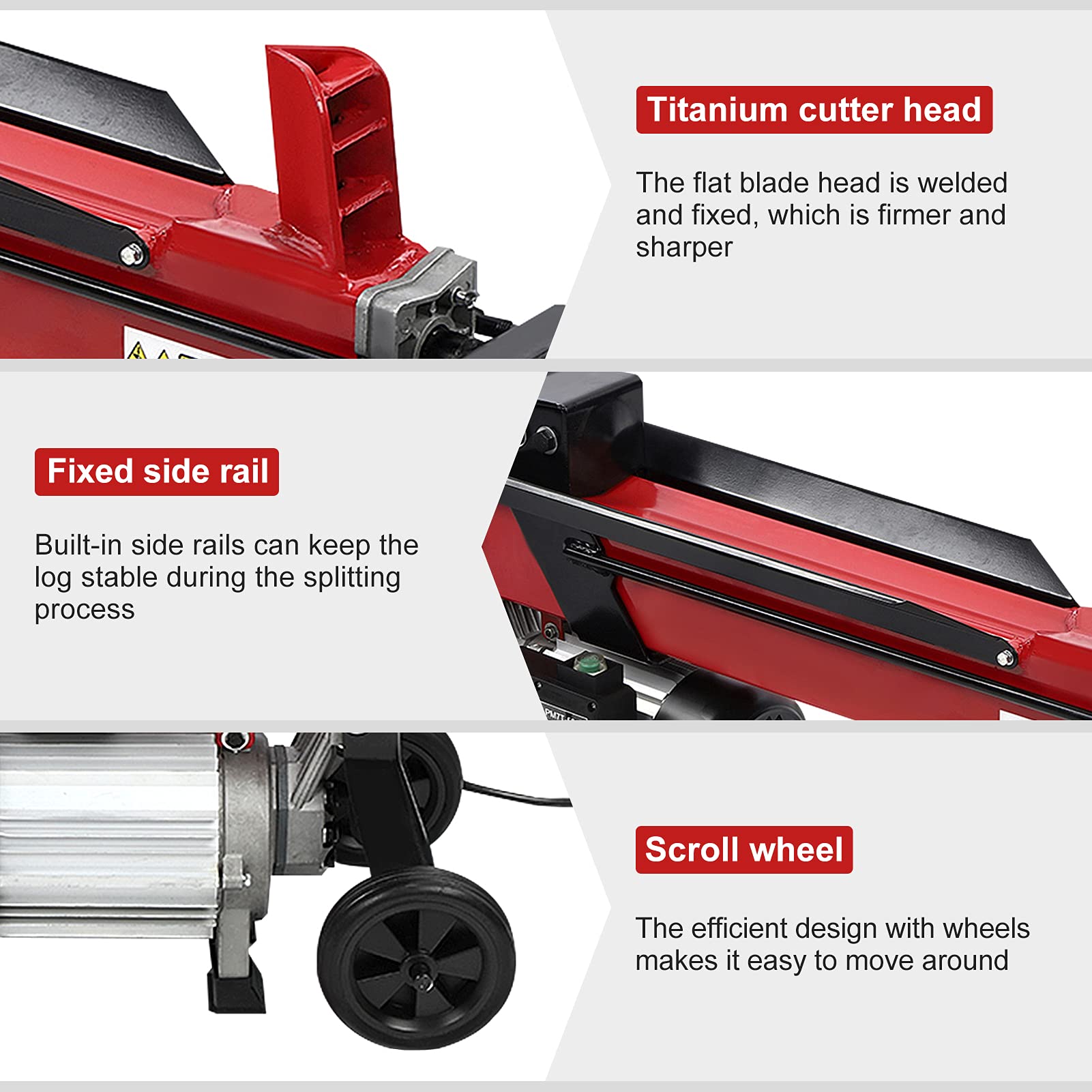 Electric Log Splitter Hydraulic Wood Cutter, 7 Ton Hydraulic Wood